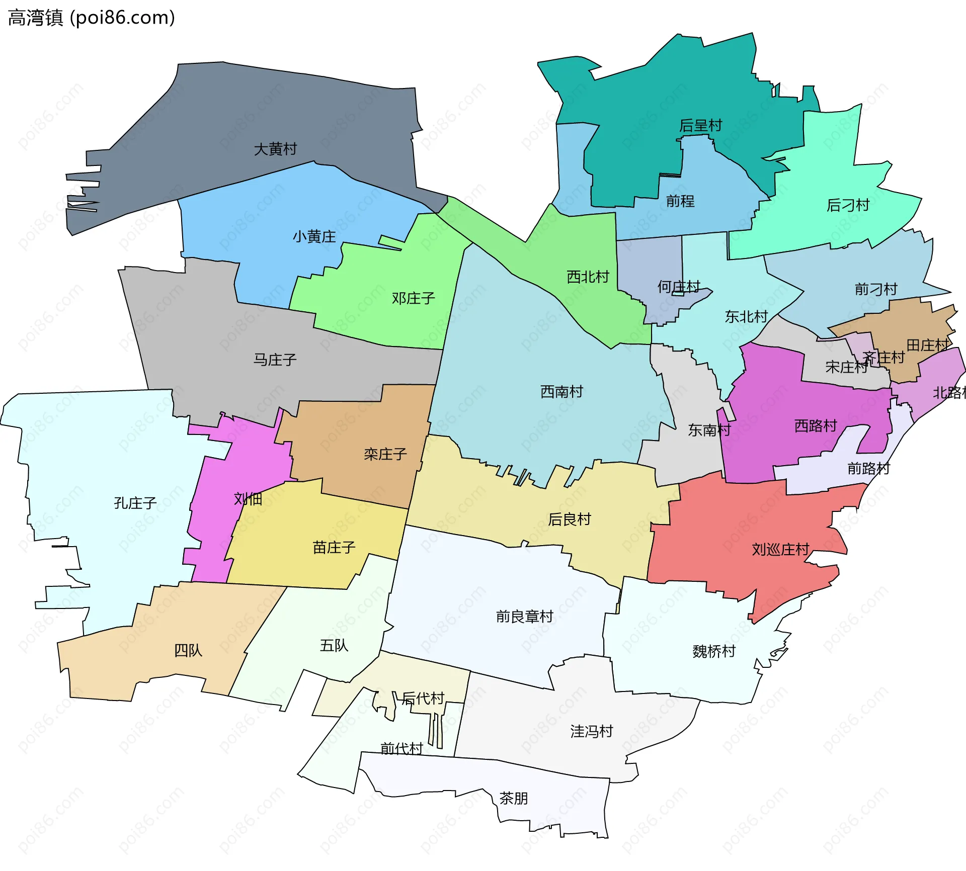 高湾镇边界地图(五级行政区划)