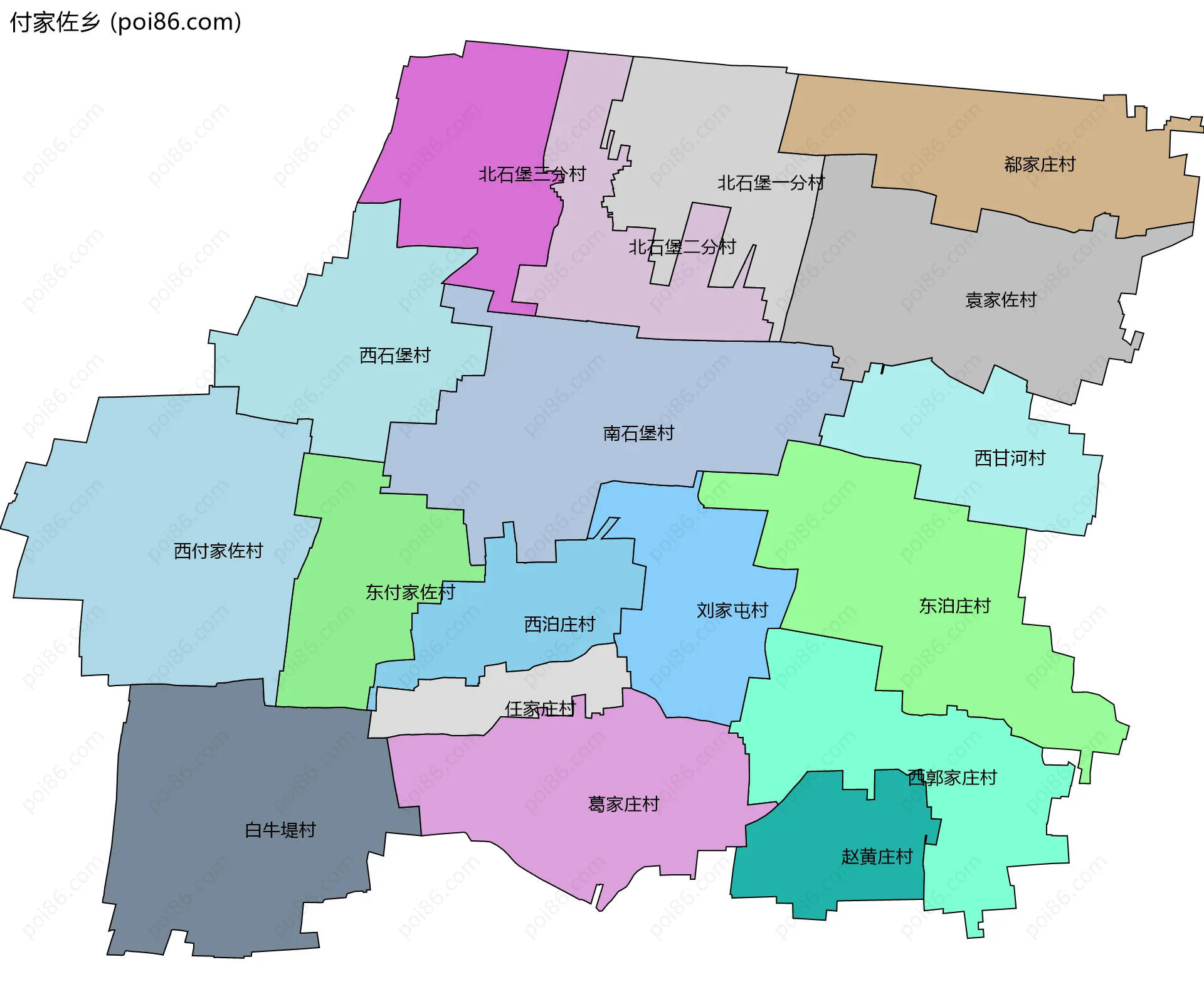 付家佐乡边界地图(五级行政区划)