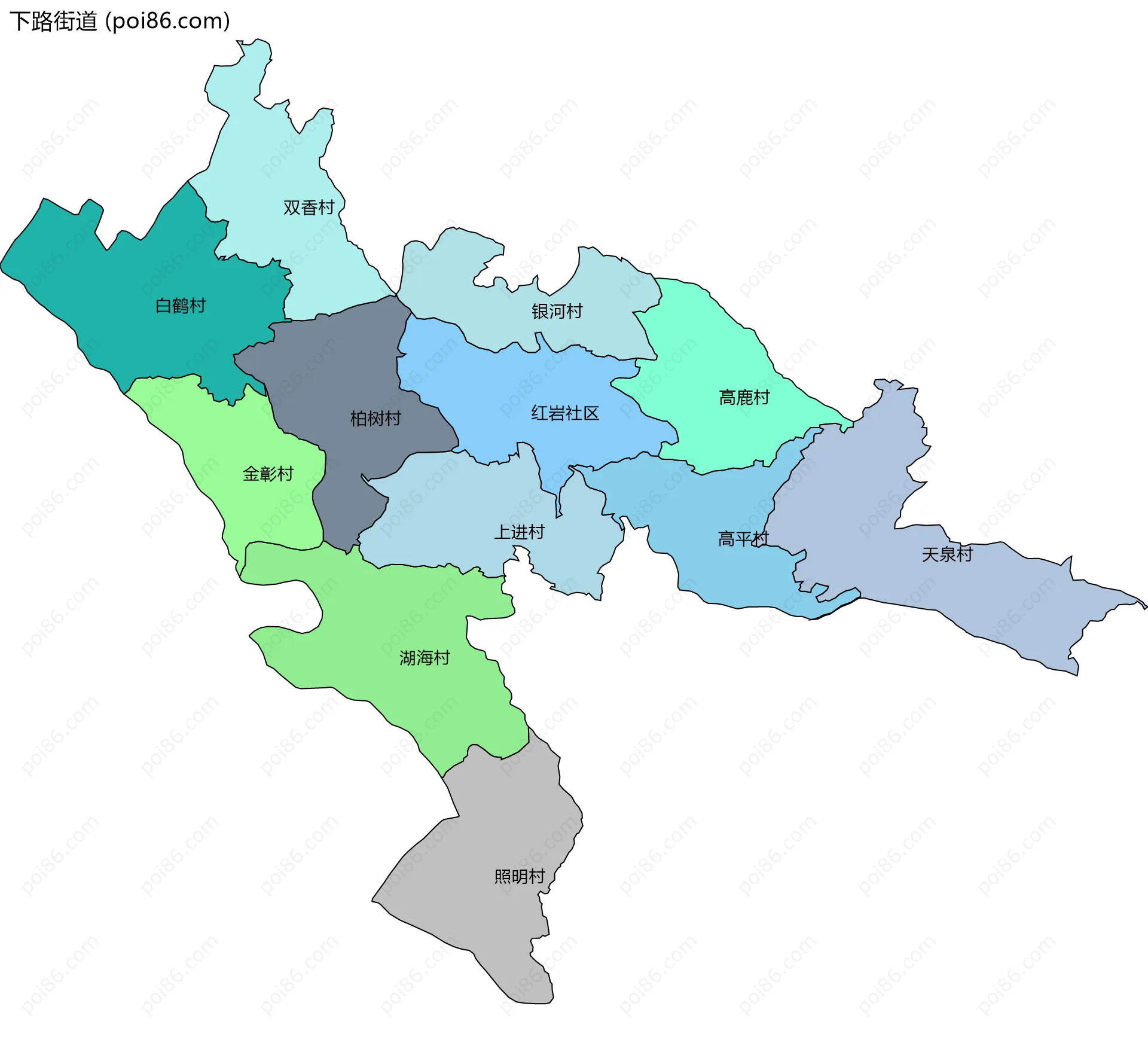 下路街道边界地图(五级行政区划)