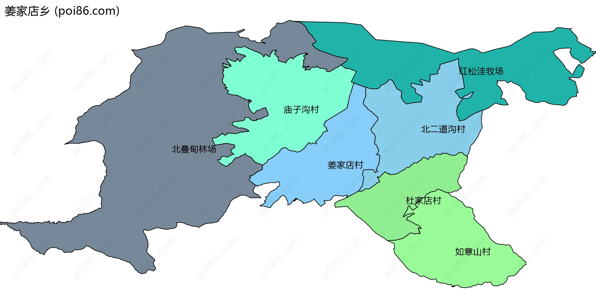 姜家店乡边界地图(五级行政区划)