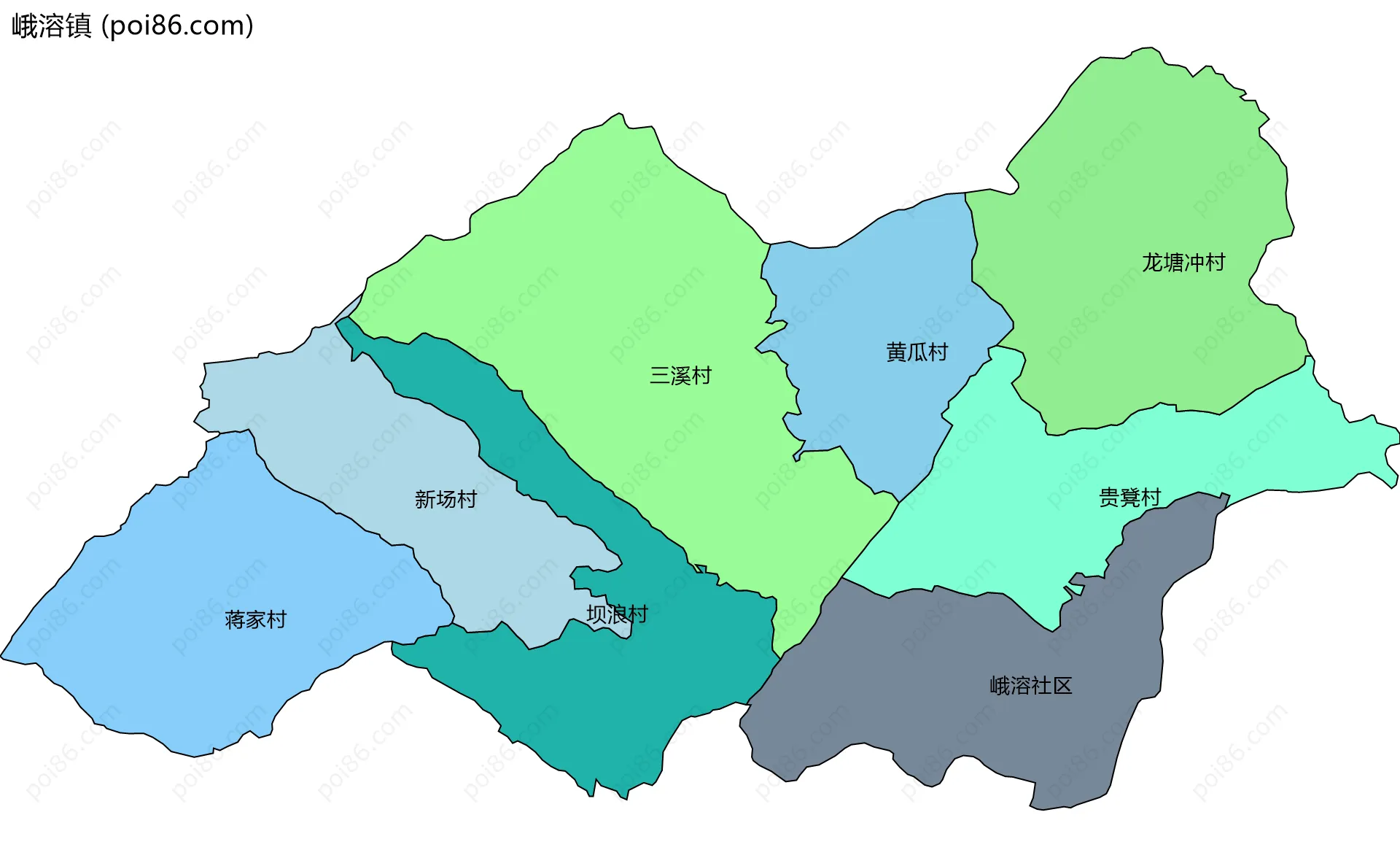 峨溶镇边界地图(五级行政区划)