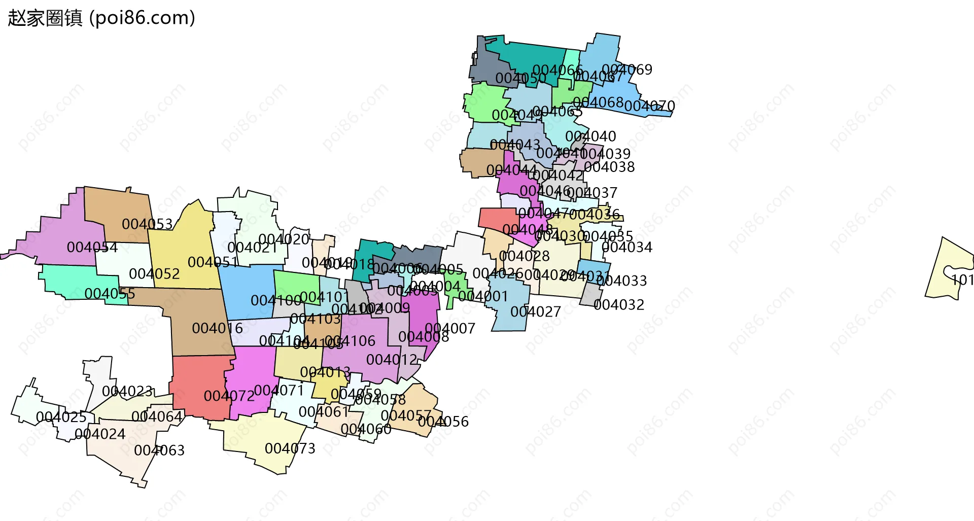 赵家圈镇边界地图(五级行政区划)