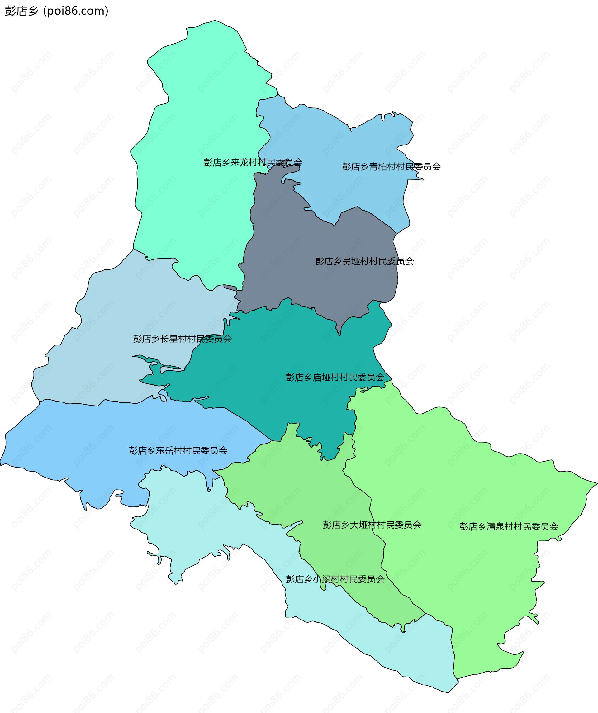 彭店乡边界地图(五级行政区划)