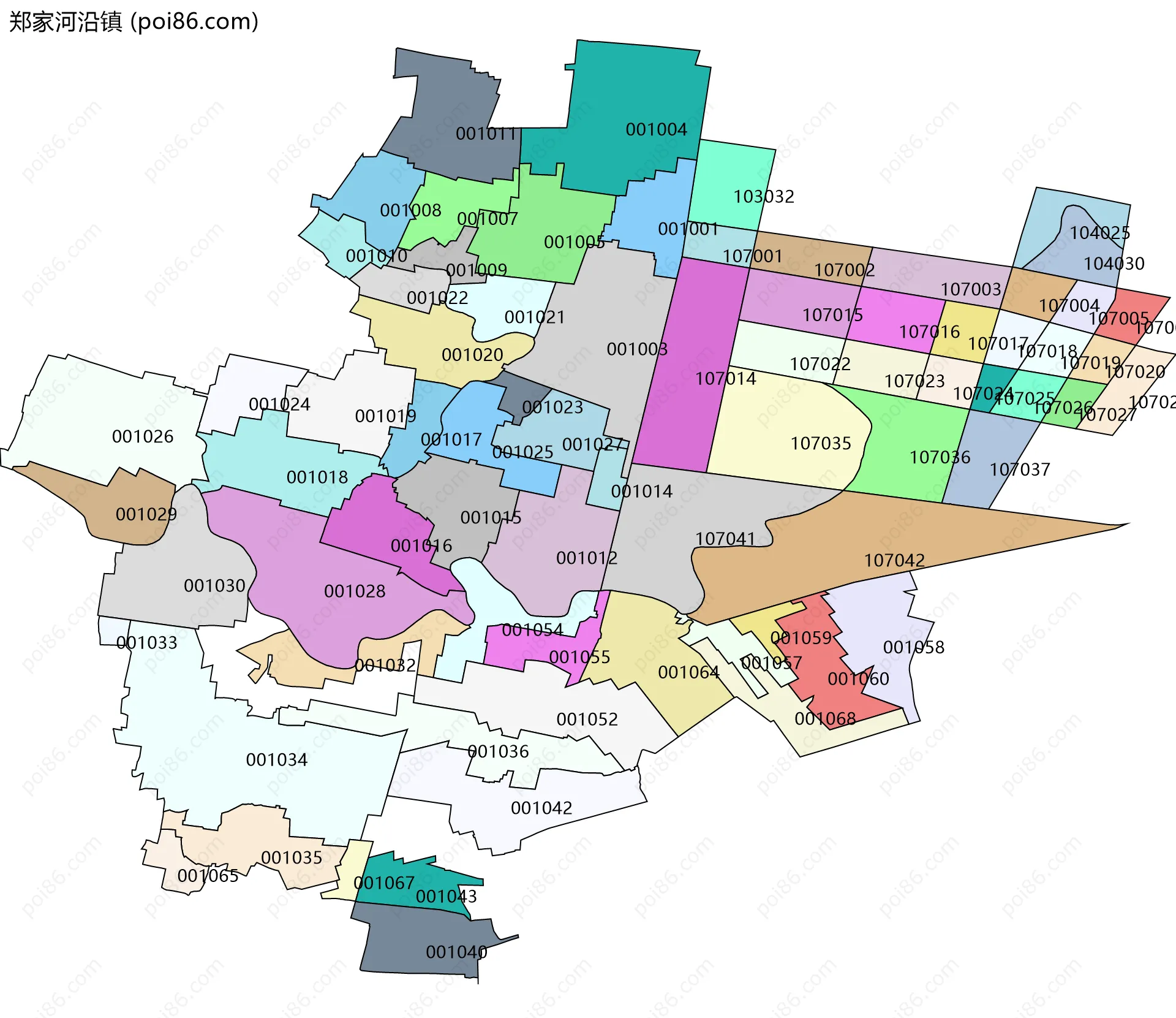 郑家河沿镇边界地图(五级行政区划)