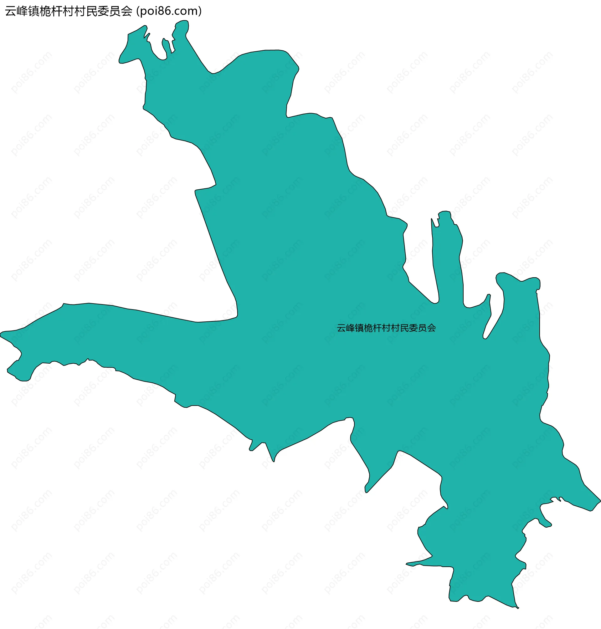 云峰镇桅杆村村民委员会边界地图