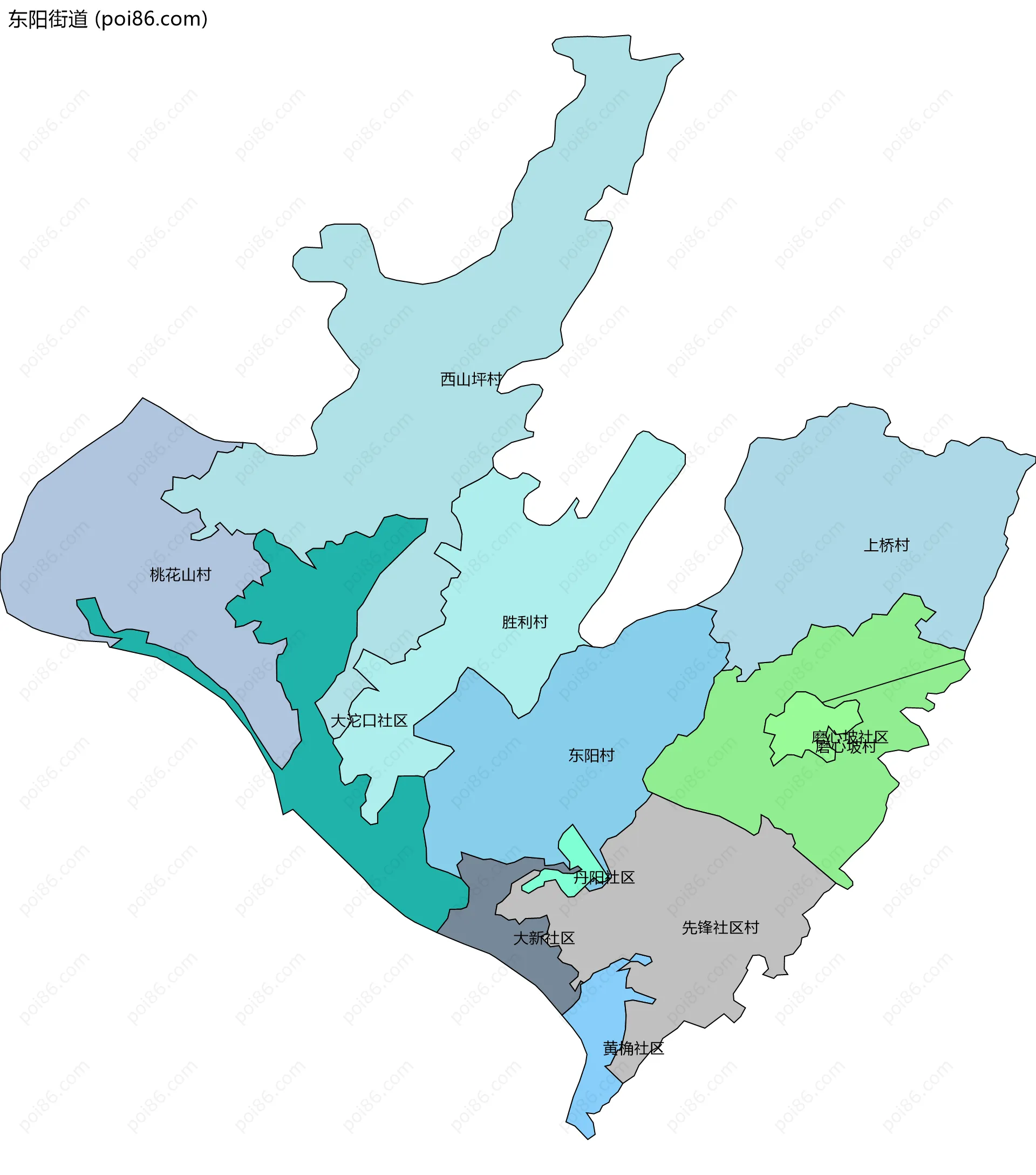 东阳街道边界地图(五级行政区划)