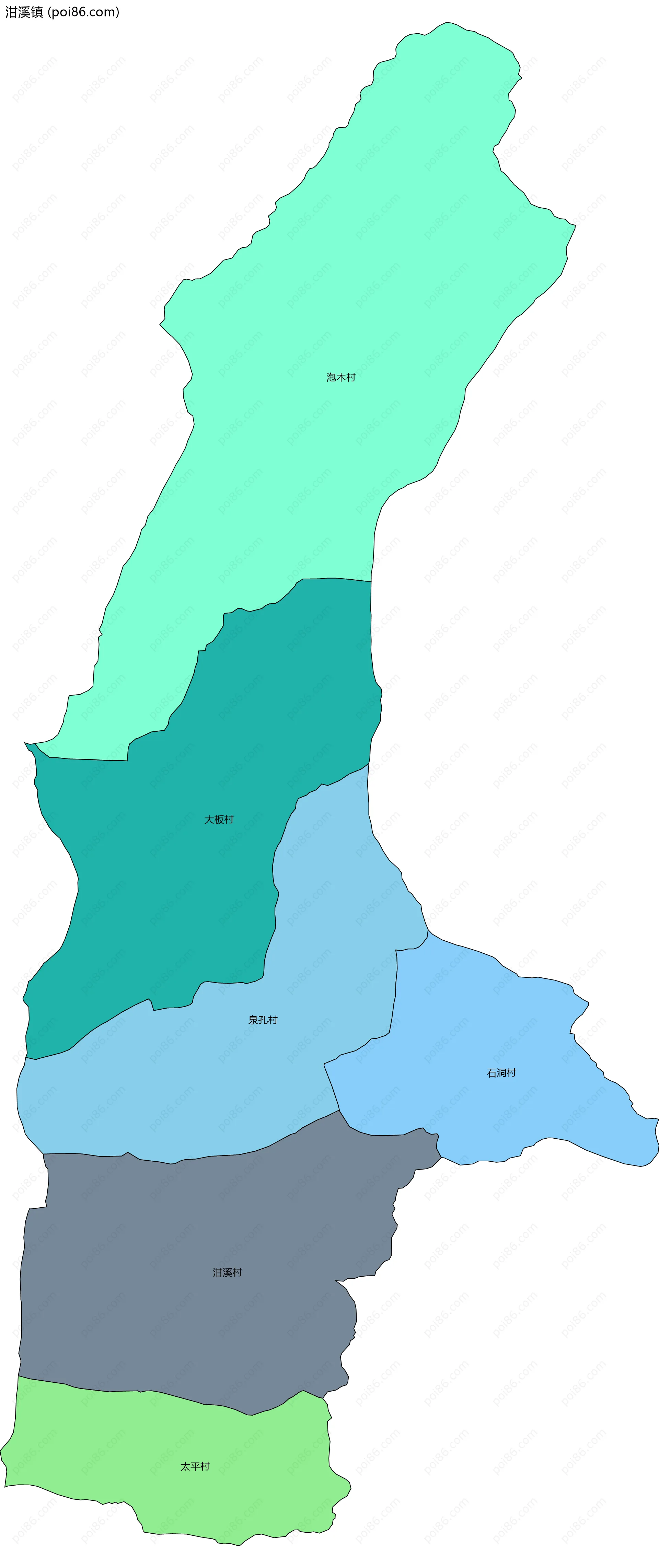 泔溪镇边界地图(五级行政区划)