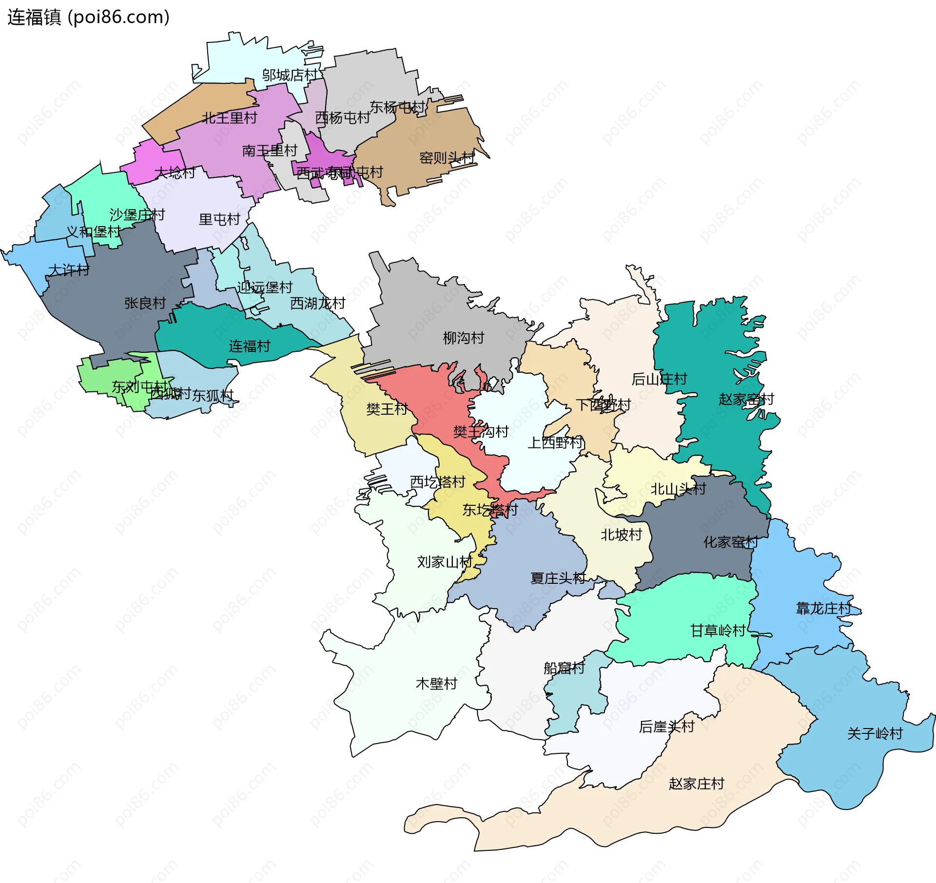 连福镇边界地图(五级行政区划)