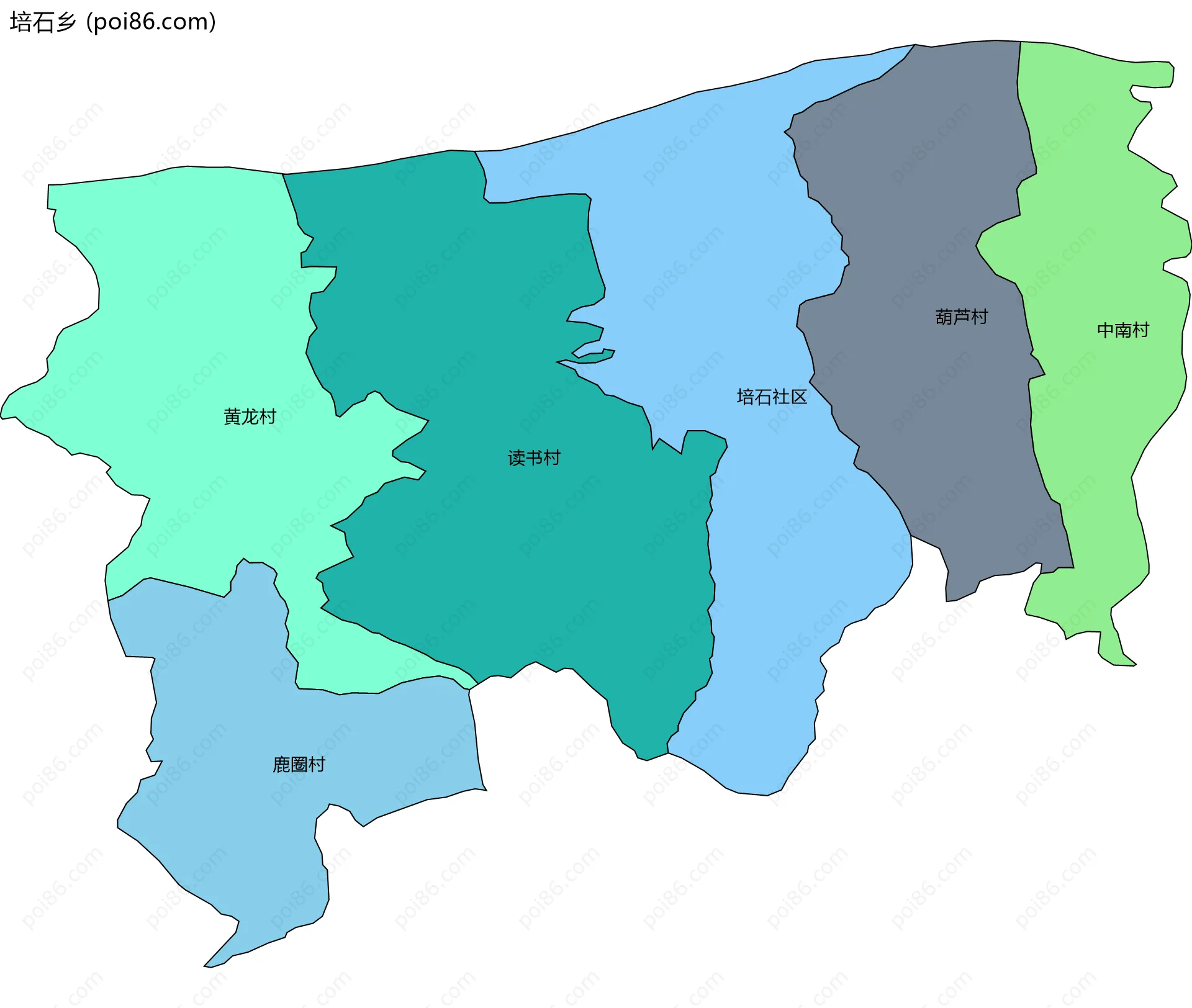 培石乡边界地图(五级行政区划)