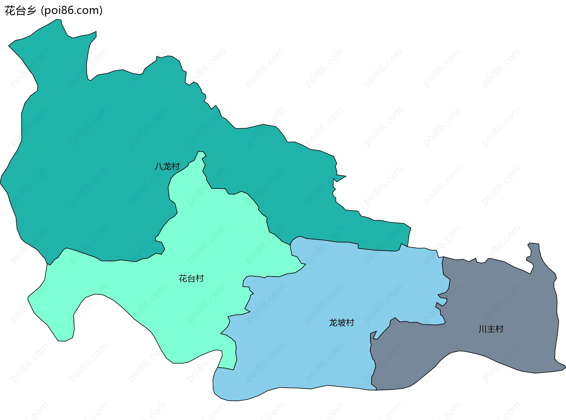 花台乡边界地图(五级行政区划)
