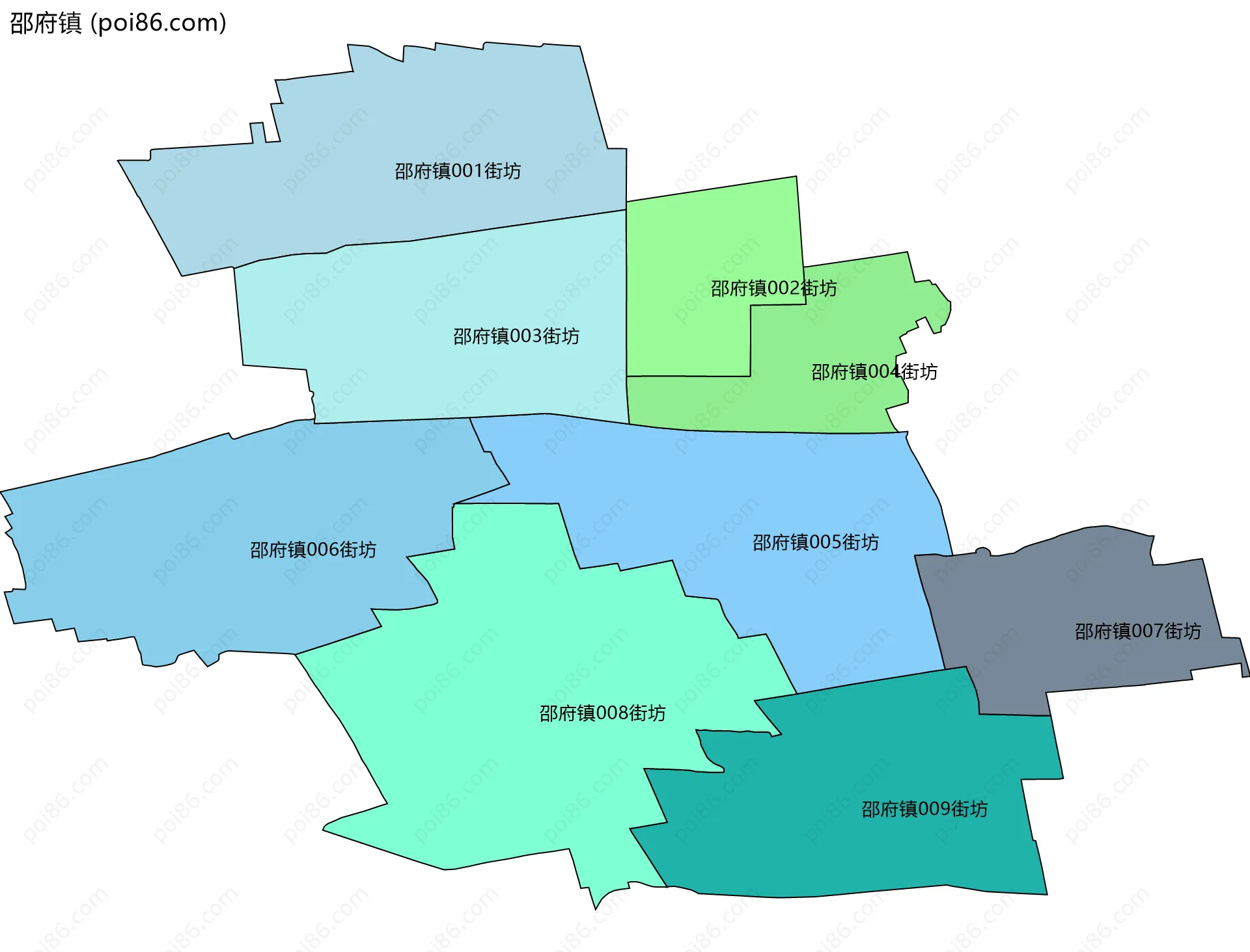 邵府镇边界地图(五级行政区划)