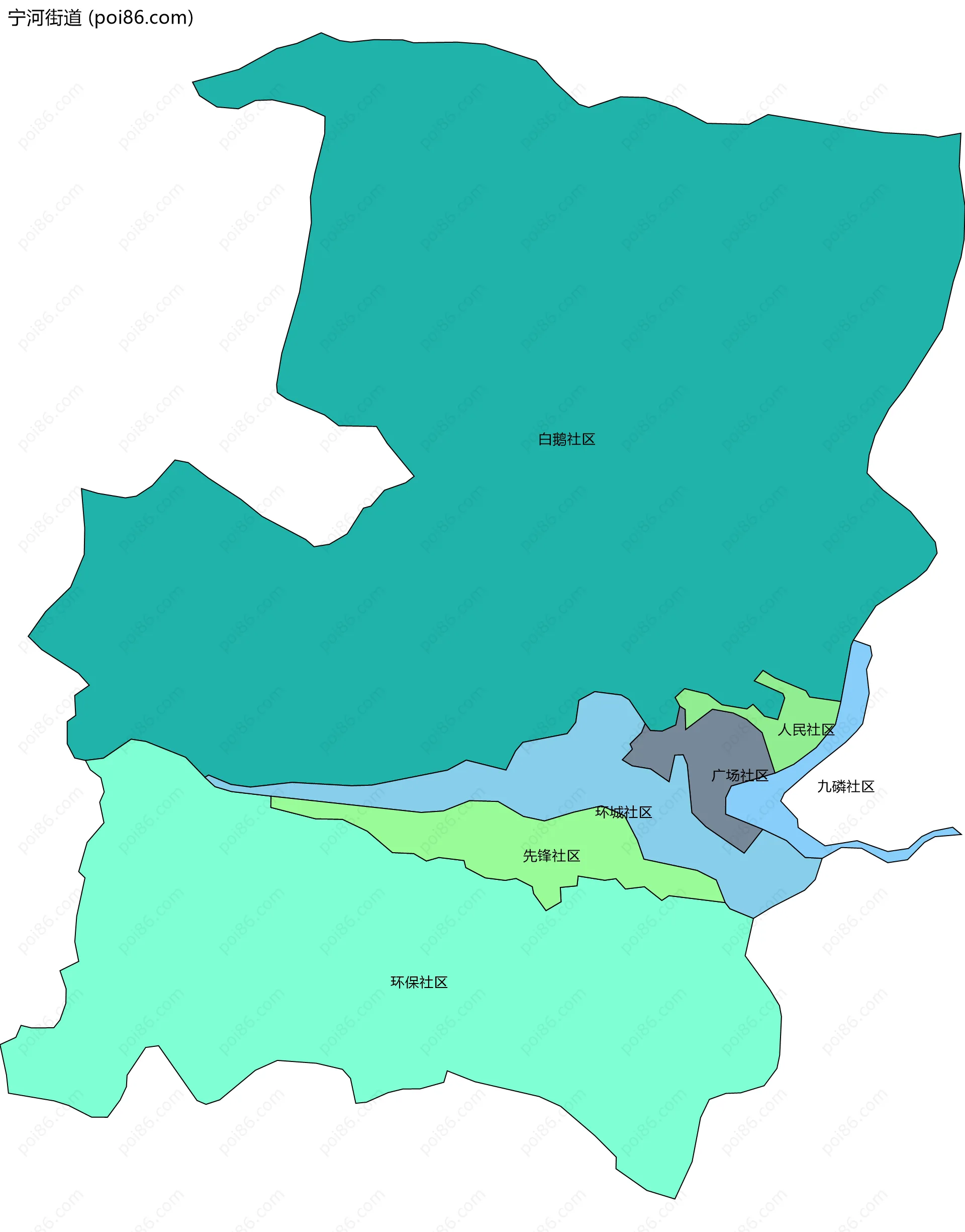 宁河街道边界地图(五级行政区划)