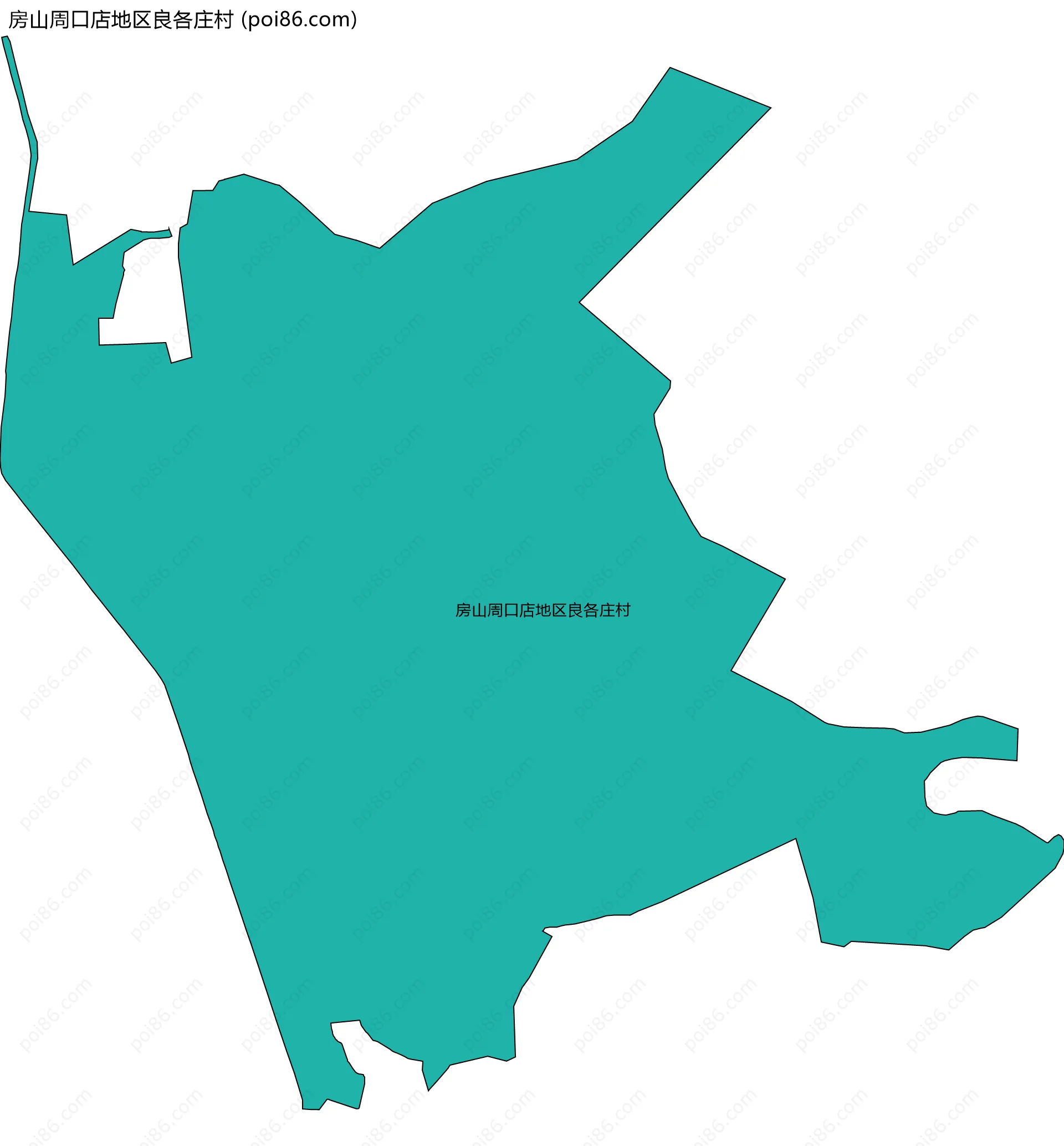 房山周口店地区良各庄村边界地图