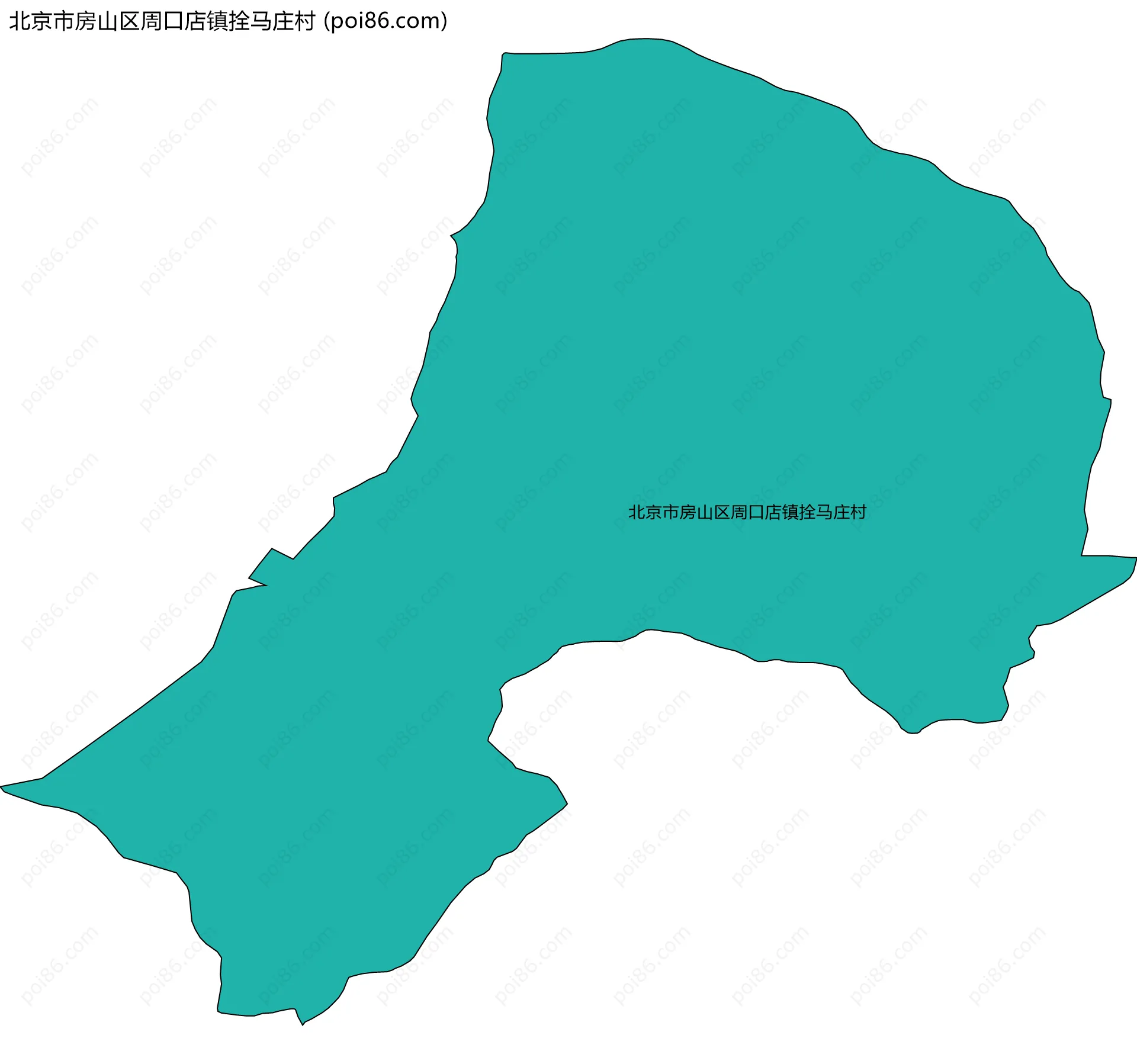 北京市房山区周口店镇拴马庄村边界地图