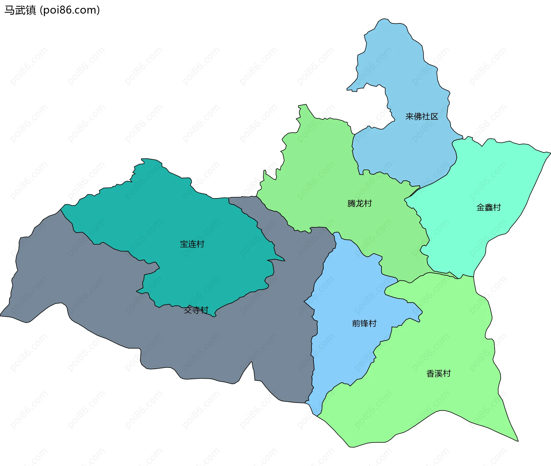 马武镇边界地图(五级行政区划)