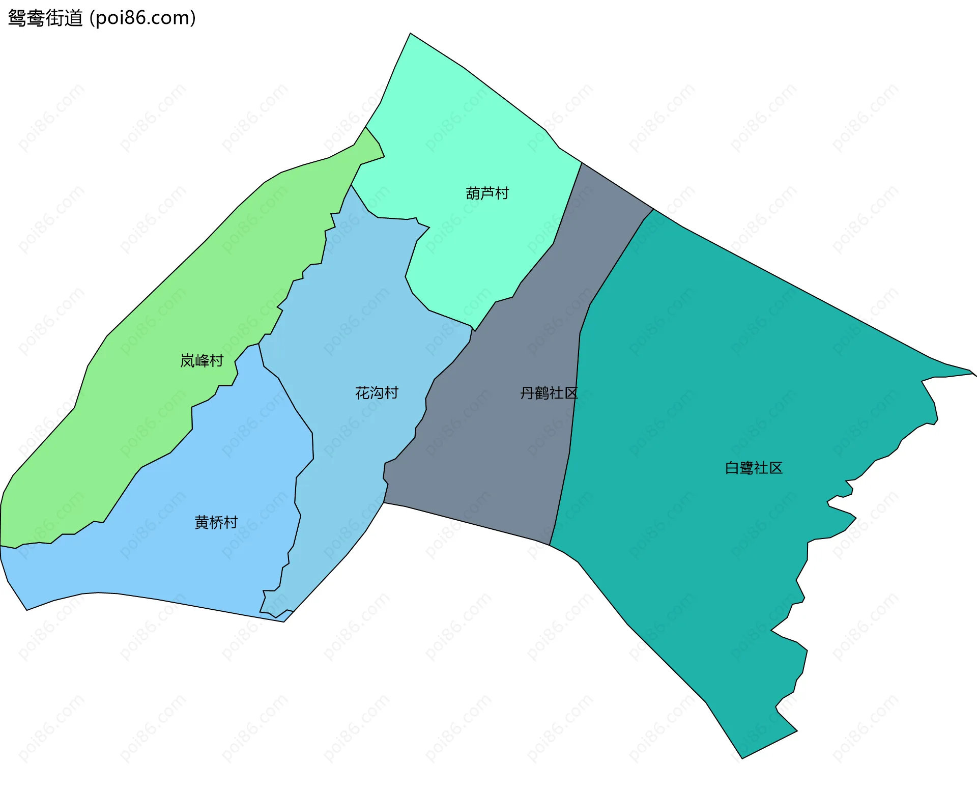 鸳鸯街道边界地图(五级行政区划)