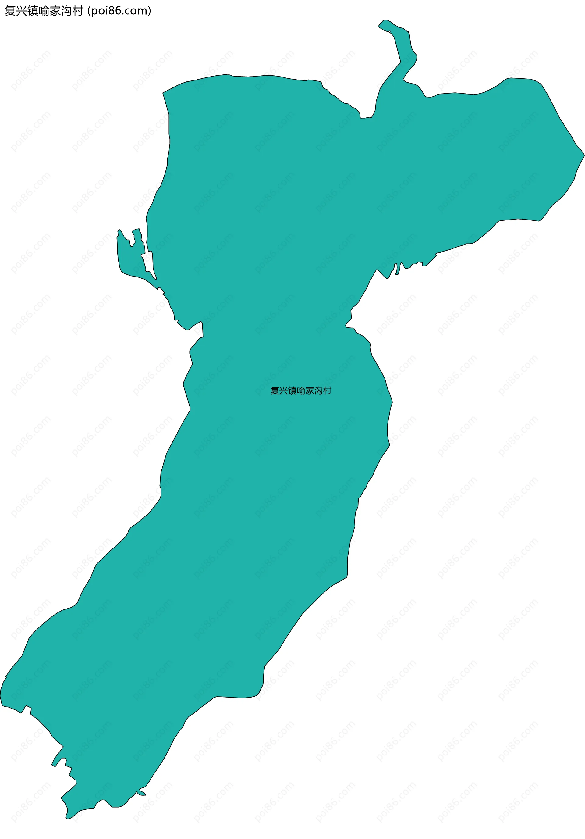 复兴镇喻家沟村边界地图