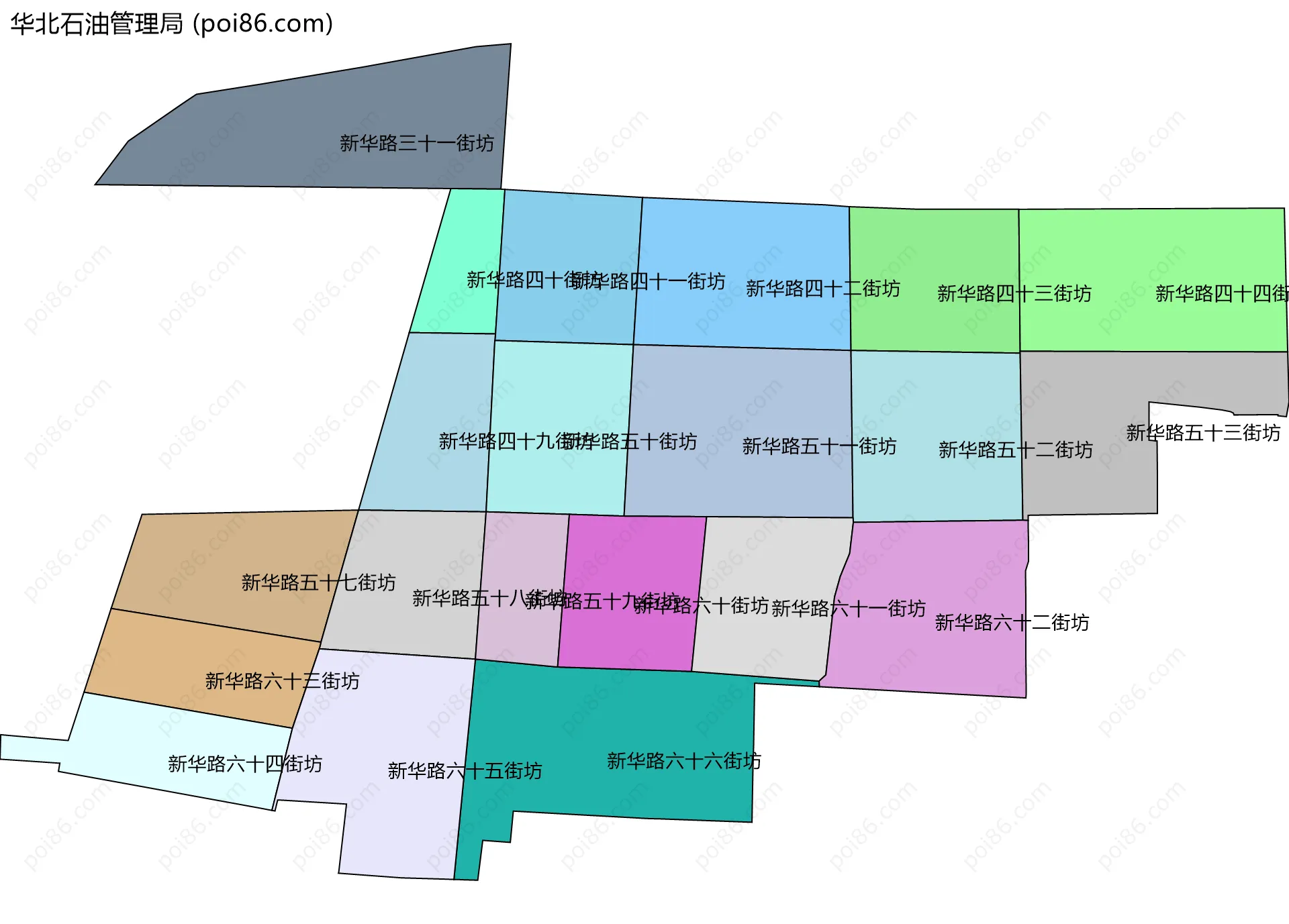 华北石油管理局边界地图(五级行政区划)