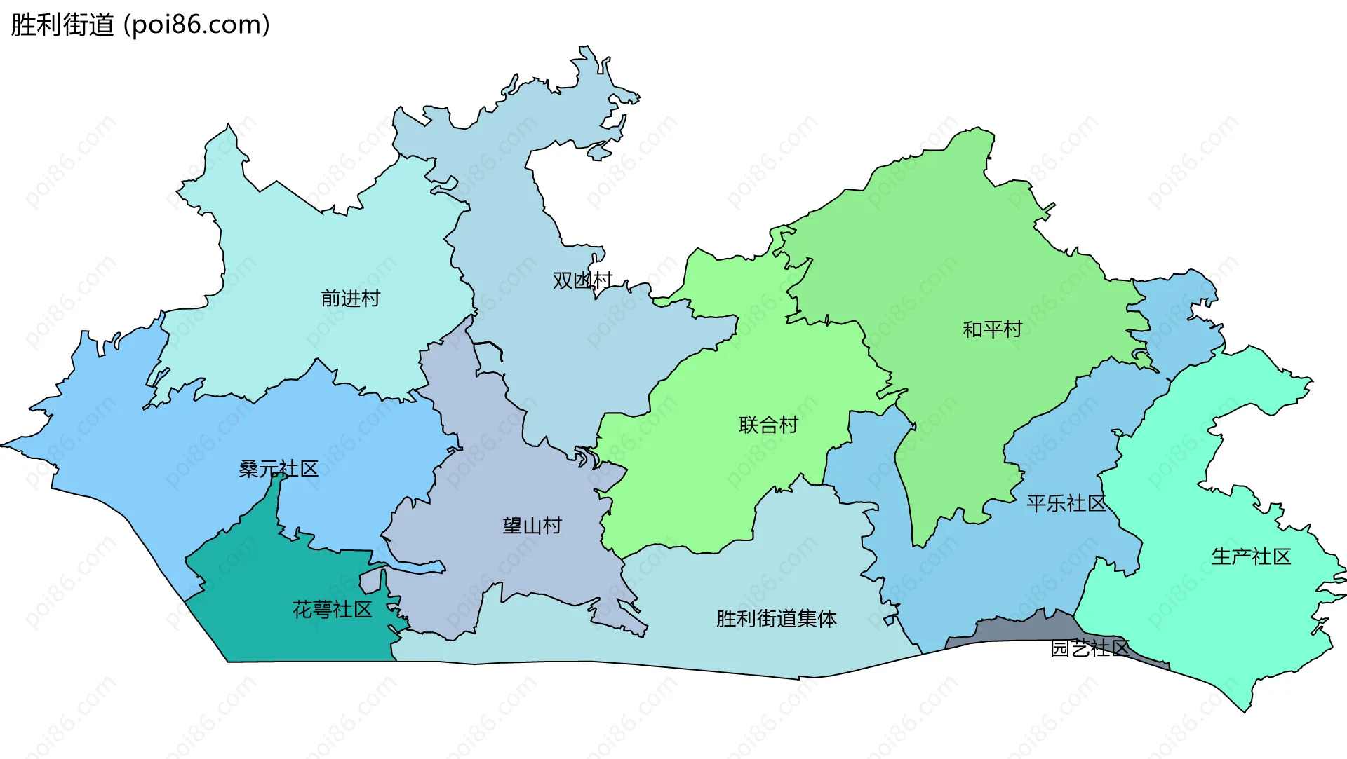 胜利街道边界地图(五级行政区划)