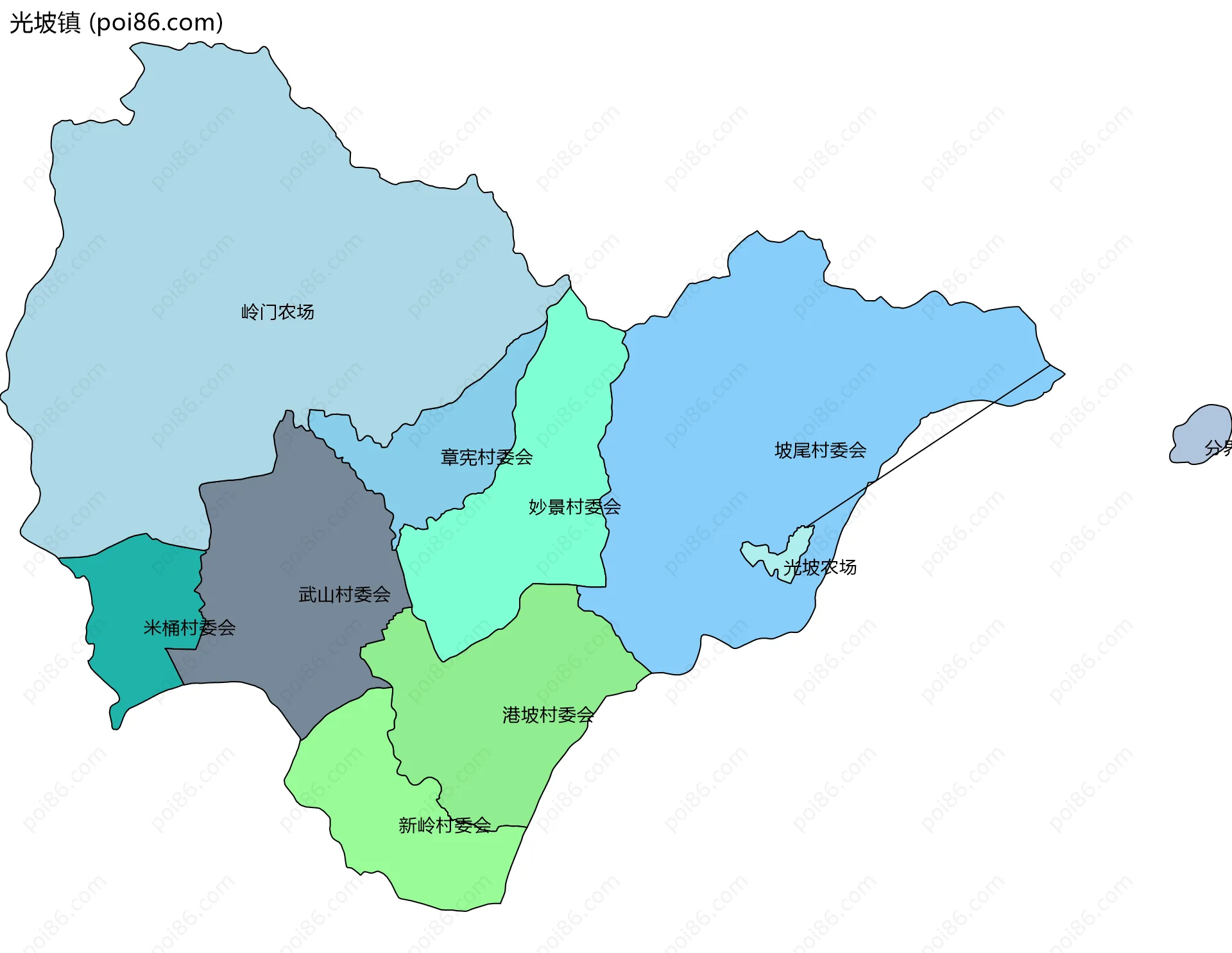 光坡镇边界地图(五级行政区划)