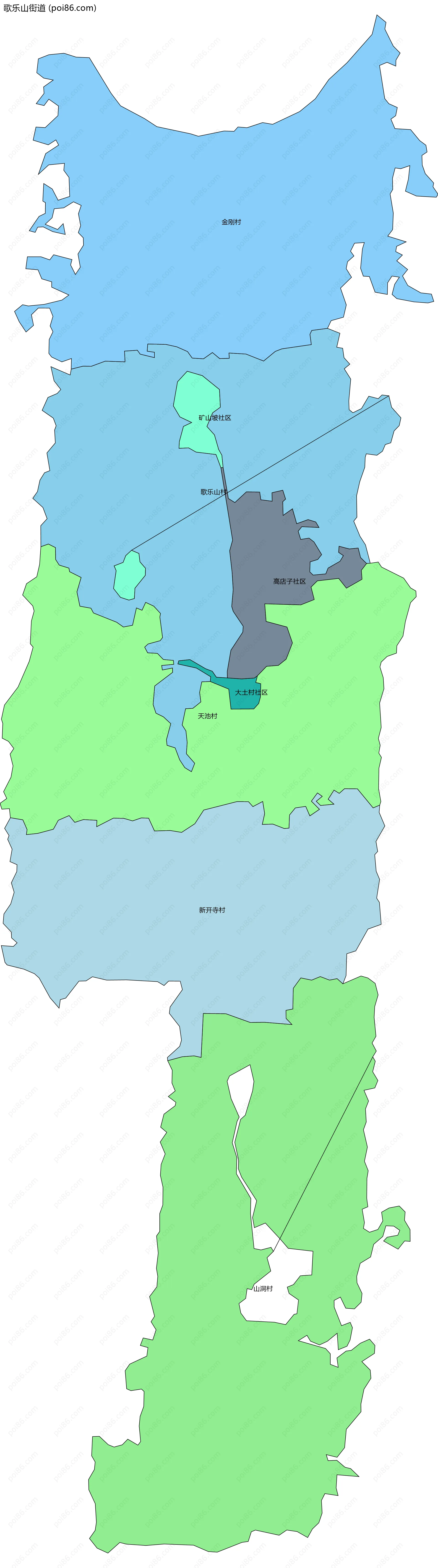 歌乐山街道边界地图(五级行政区划)