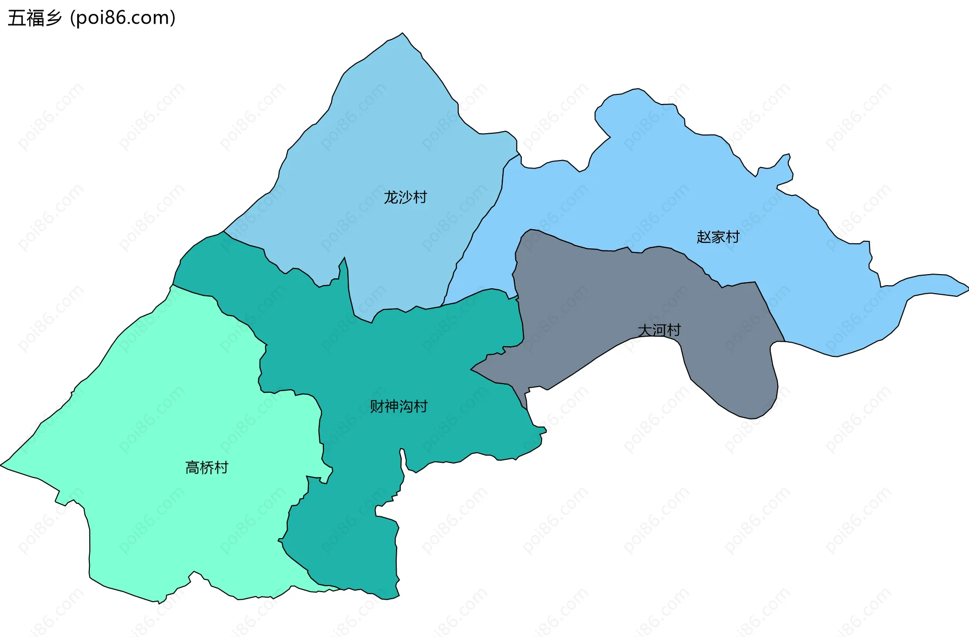 五福乡边界地图(五级行政区划)