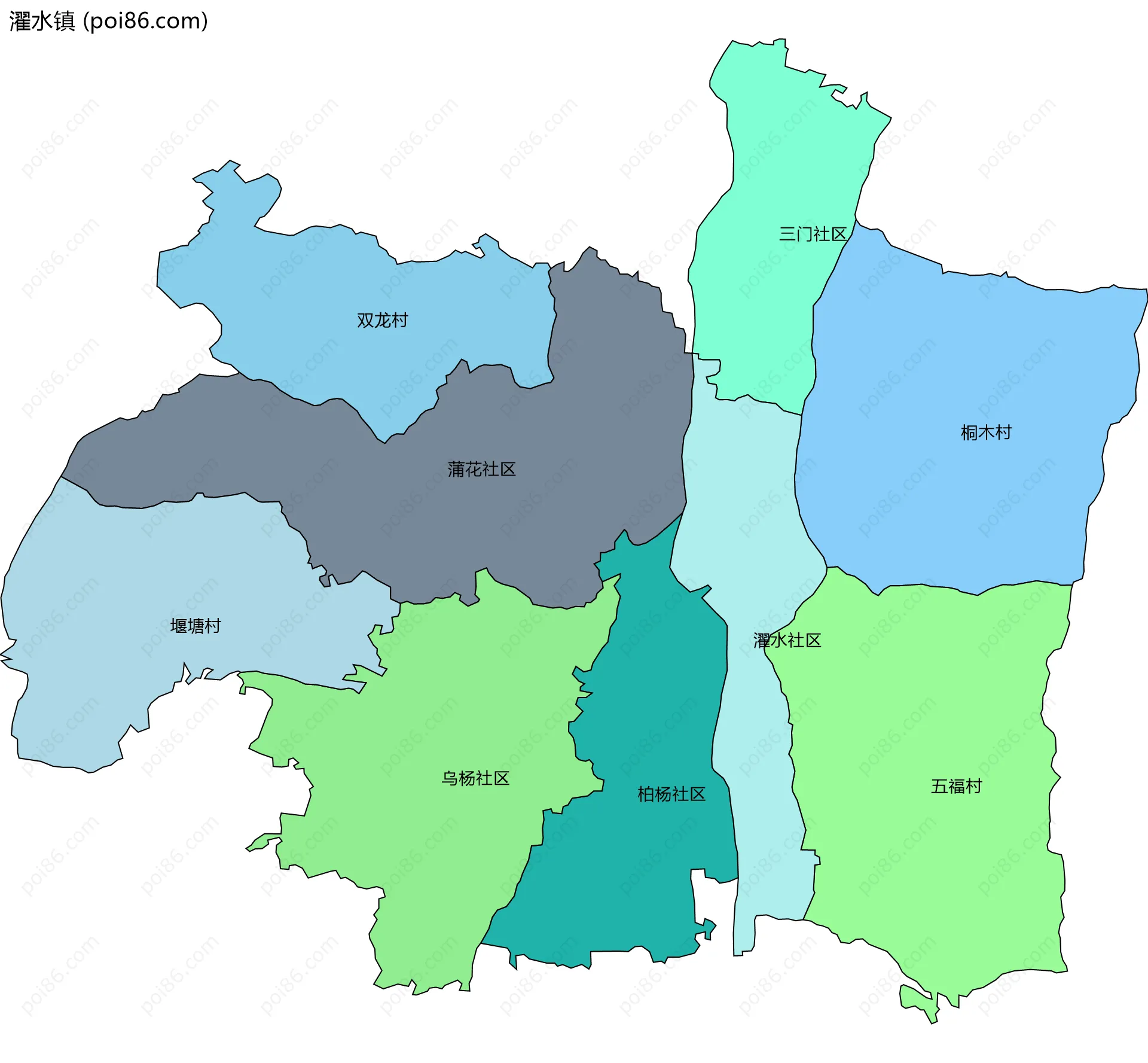濯水镇边界地图(五级行政区划)