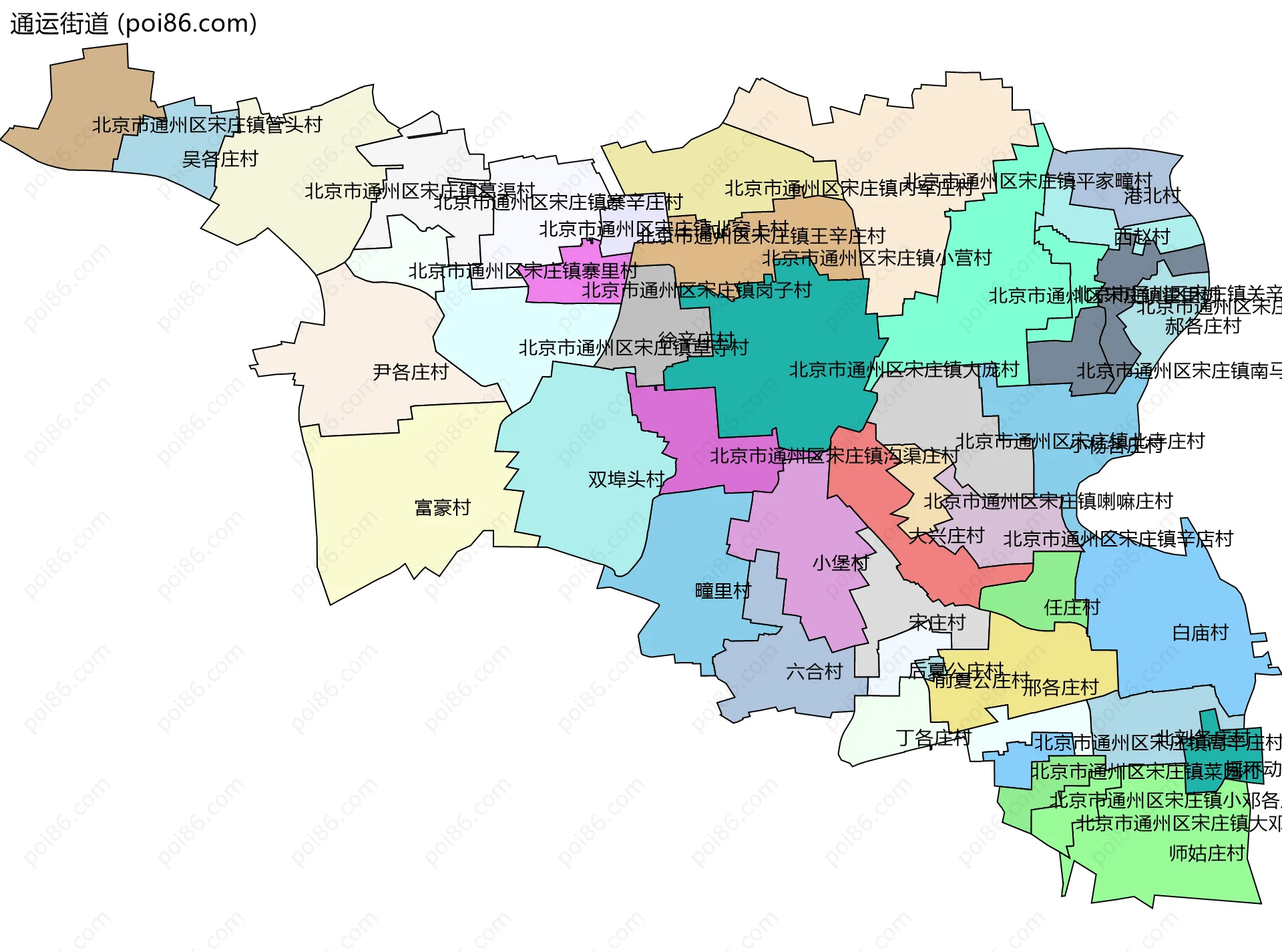 通运街道边界地图(五级行政区划)