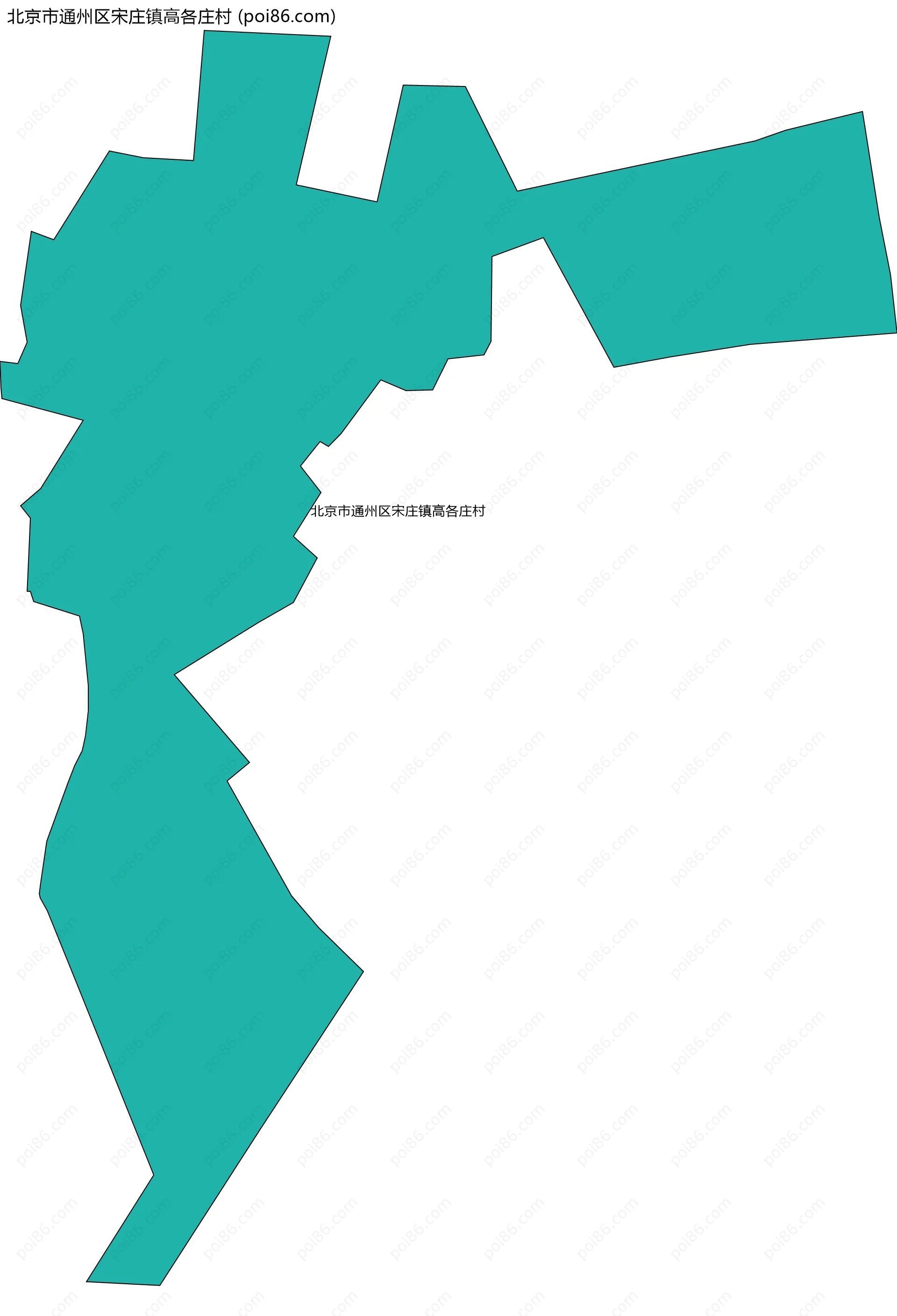 北京市通州区宋庄镇高各庄村边界地图