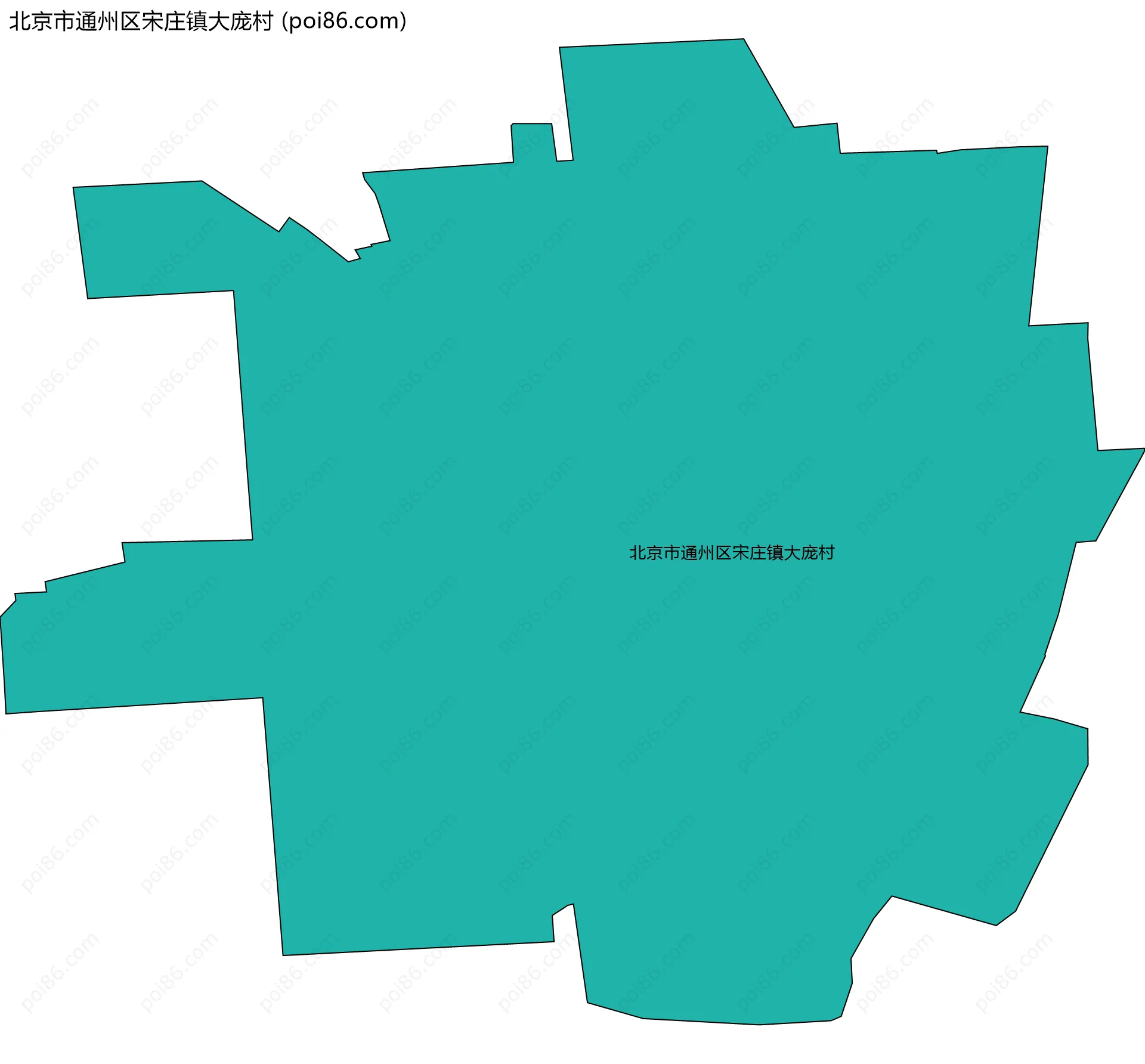 北京市通州区宋庄镇大庞村边界地图