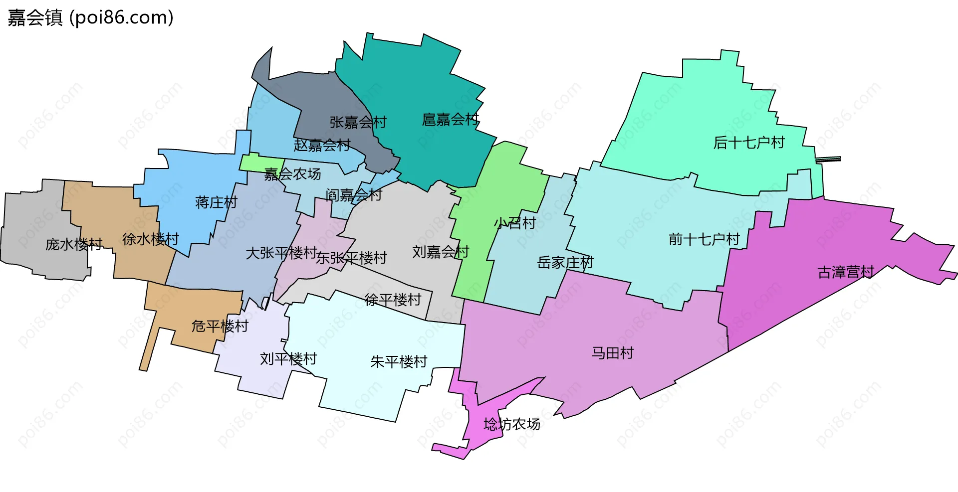 嘉会镇边界地图(五级行政区划)