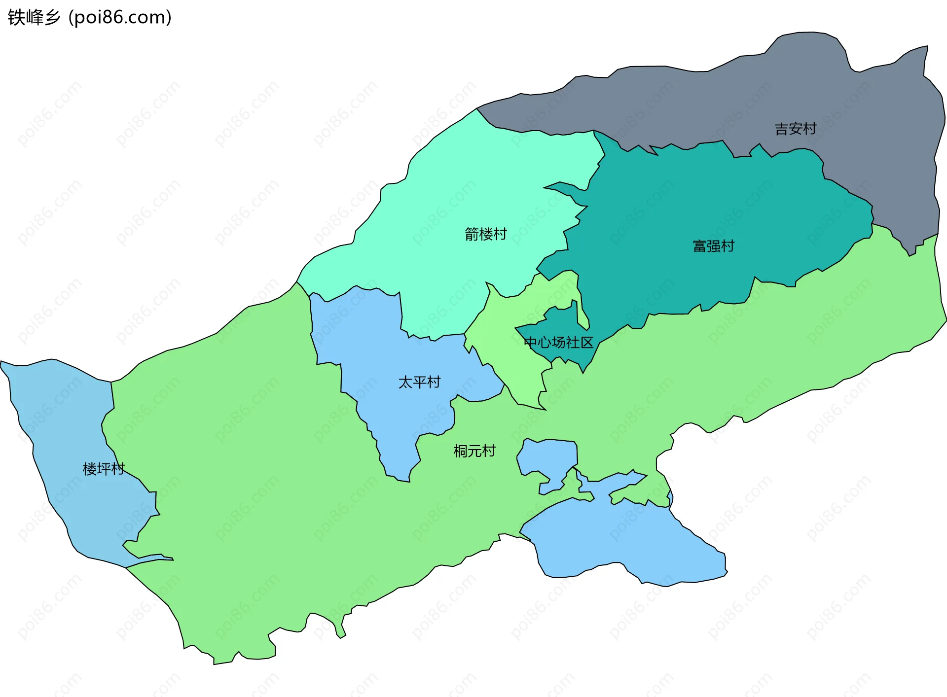 铁峰乡边界地图(五级行政区划)