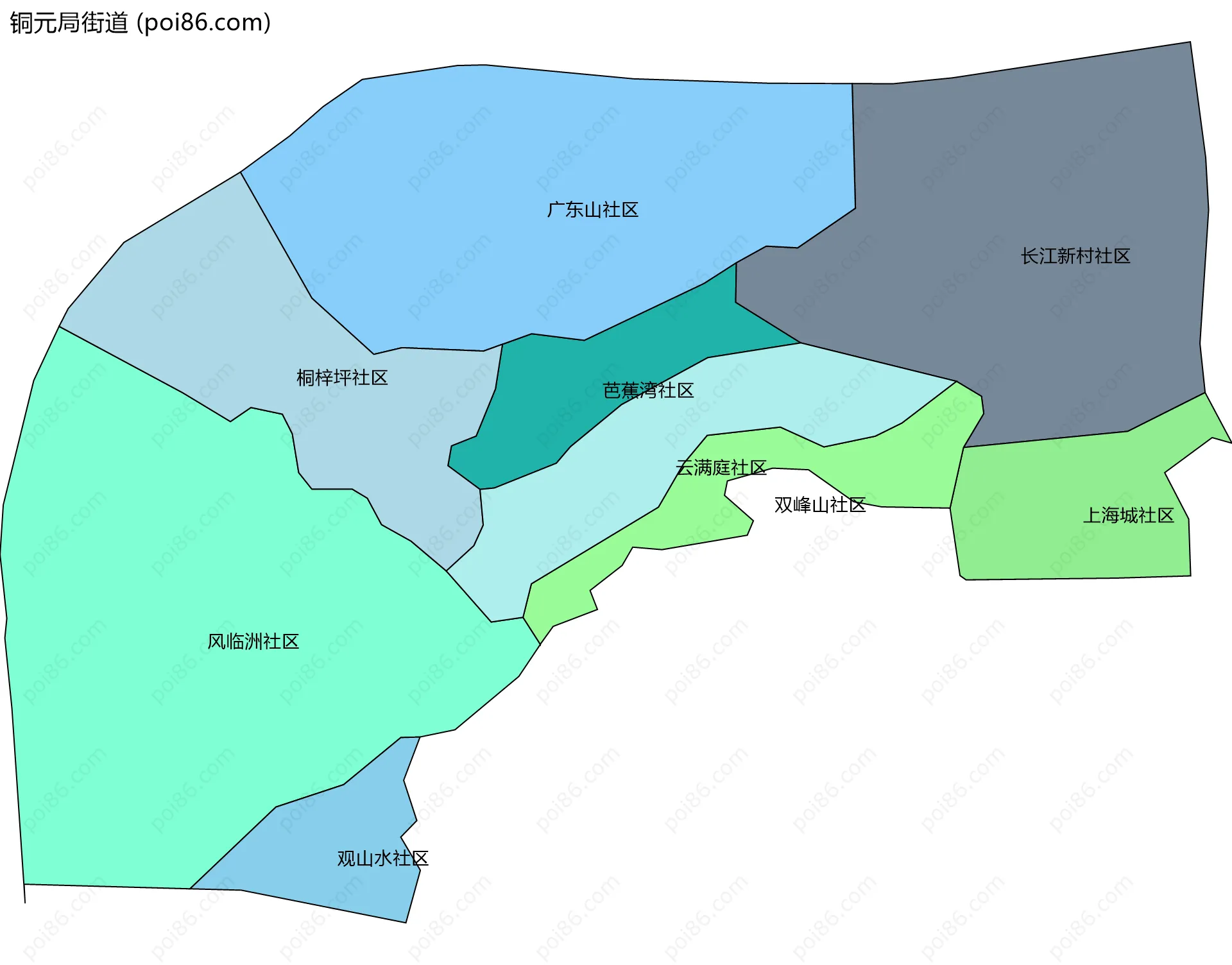铜元局街道边界地图(五级行政区划)