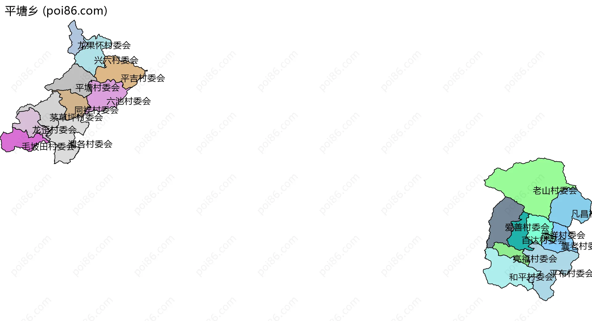 平塘乡边界地图(五级行政区划)