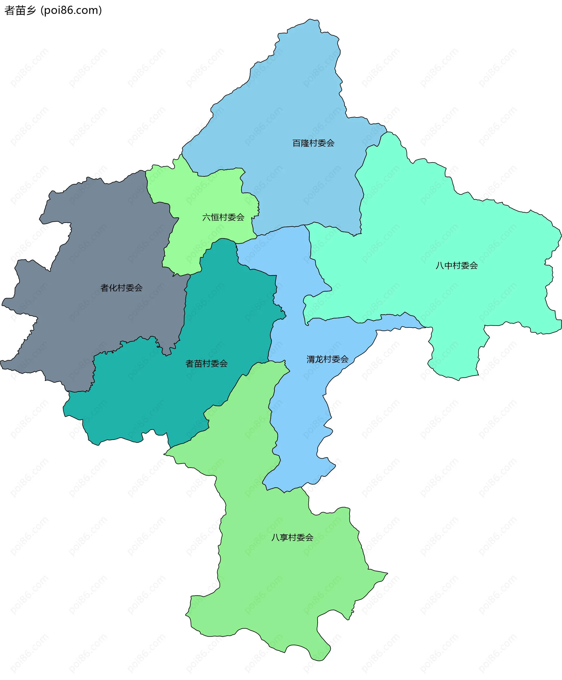 者苗乡边界地图(五级行政区划)