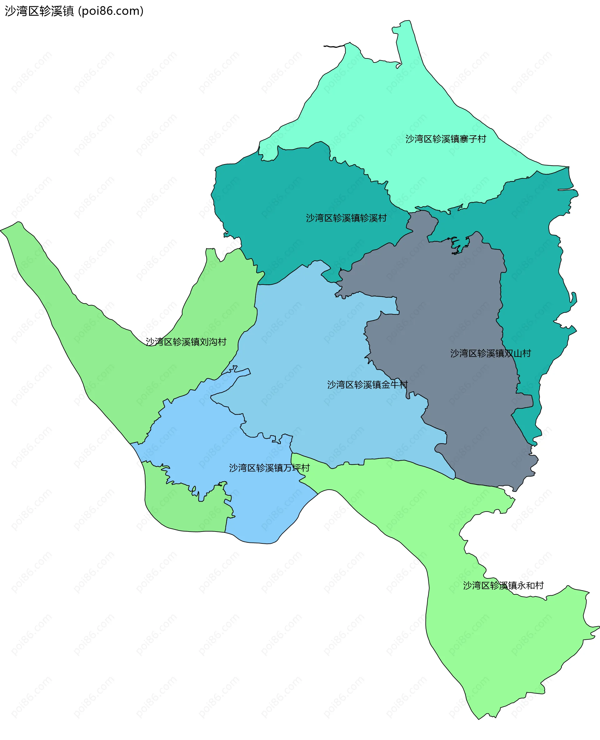 沙湾区轸溪镇边界地图(五级行政区划)