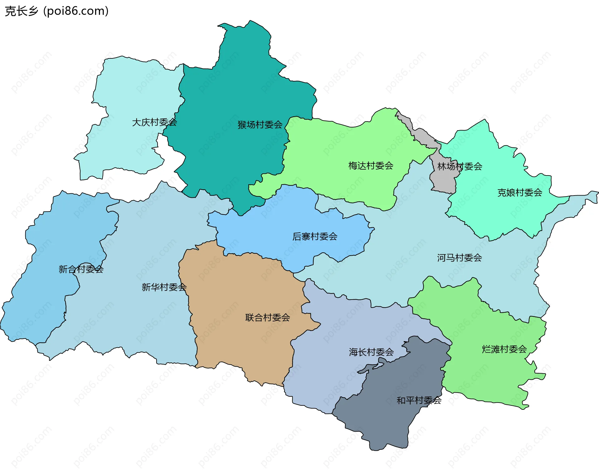 克长乡边界地图(五级行政区划)