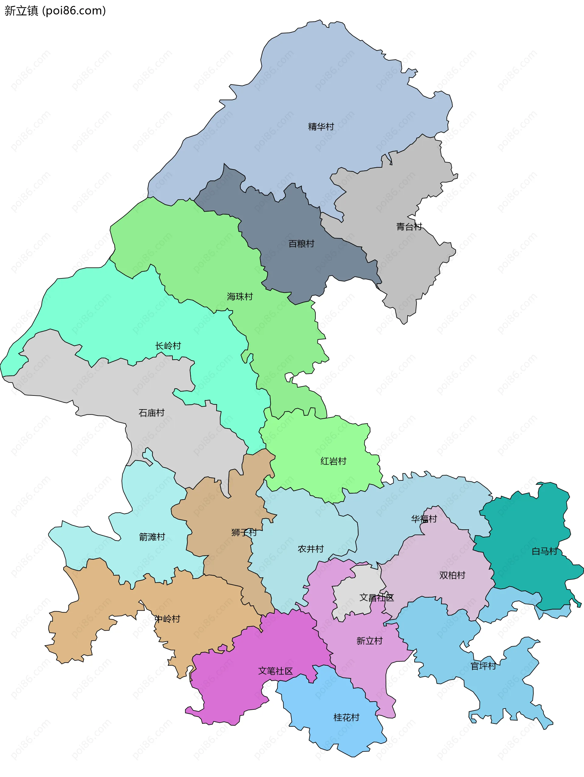 新立镇边界地图(五级行政区划)