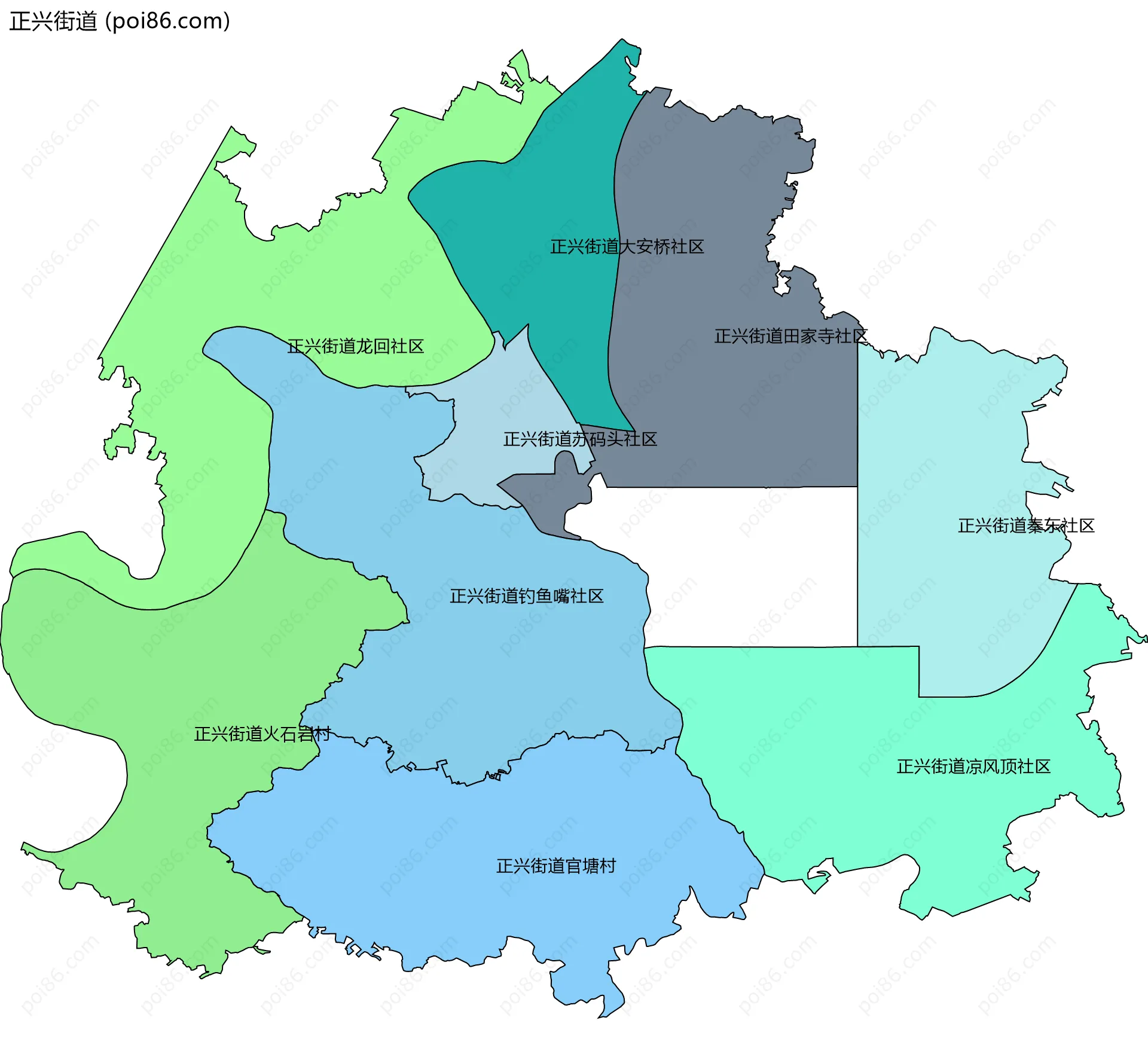 正兴街道边界地图(五级行政区划)