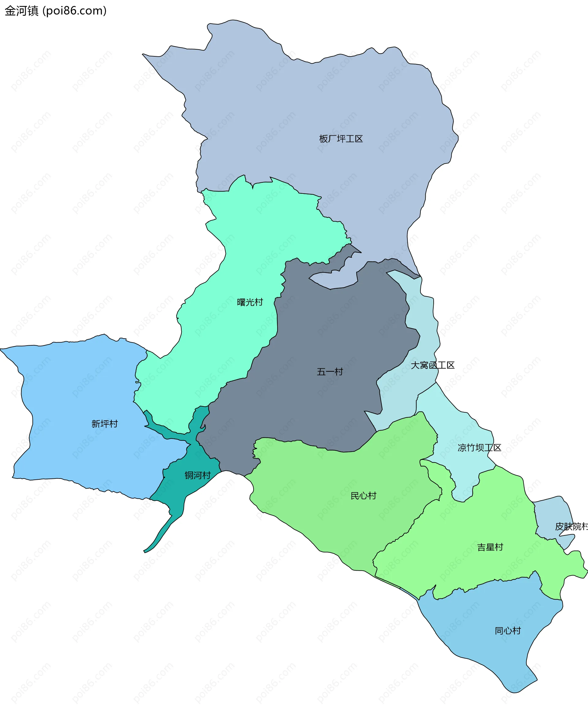 金河镇边界地图(五级行政区划)