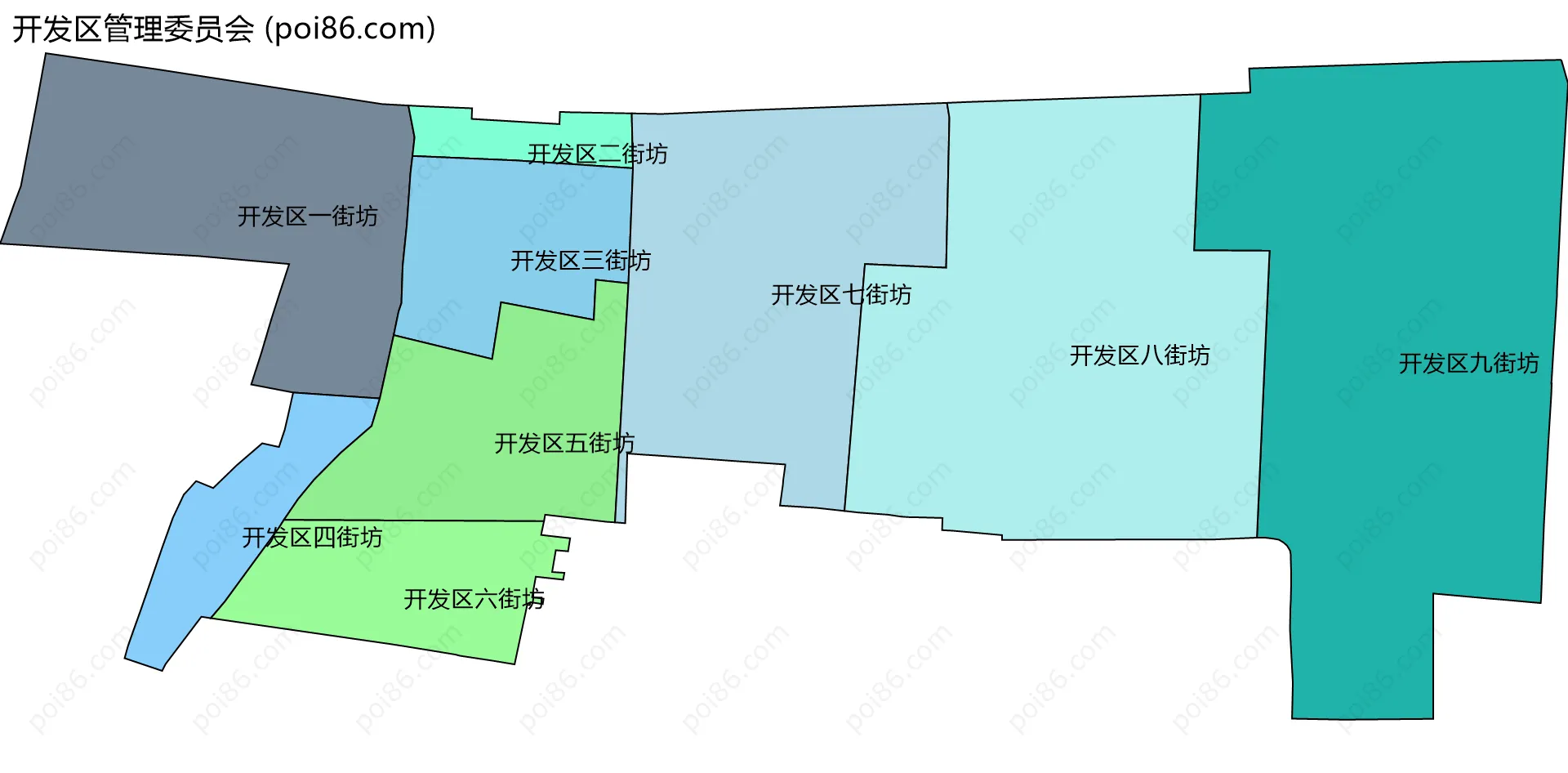 开发区管理委员会边界地图(五级行政区划)