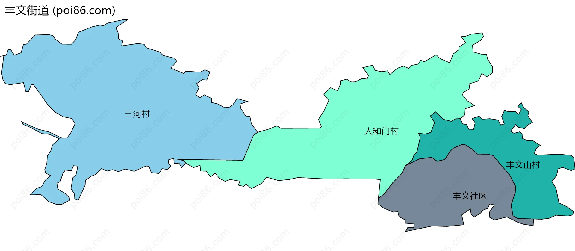 丰文街道边界地图(五级行政区划)