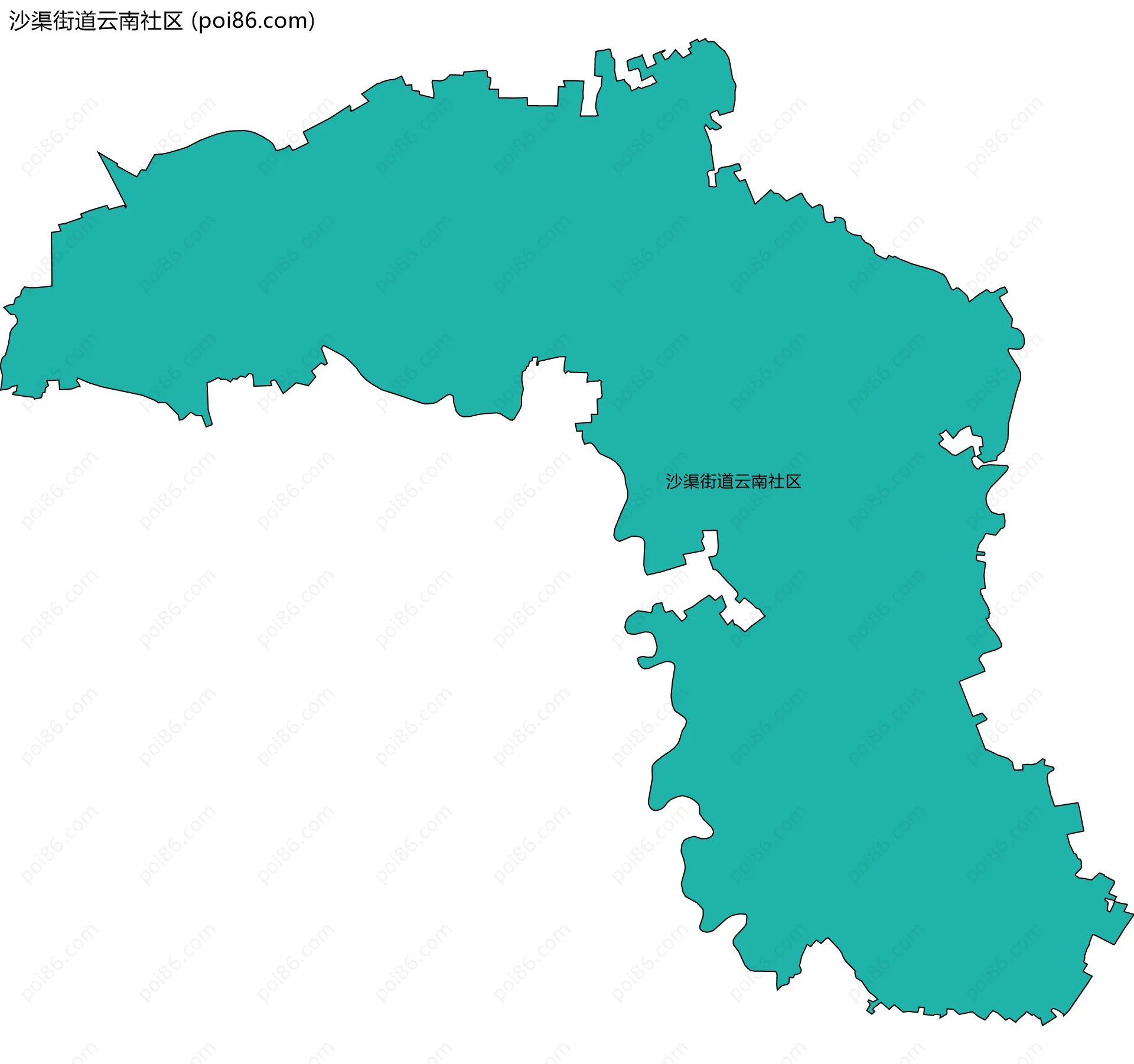 沙渠街道云南社区边界地图