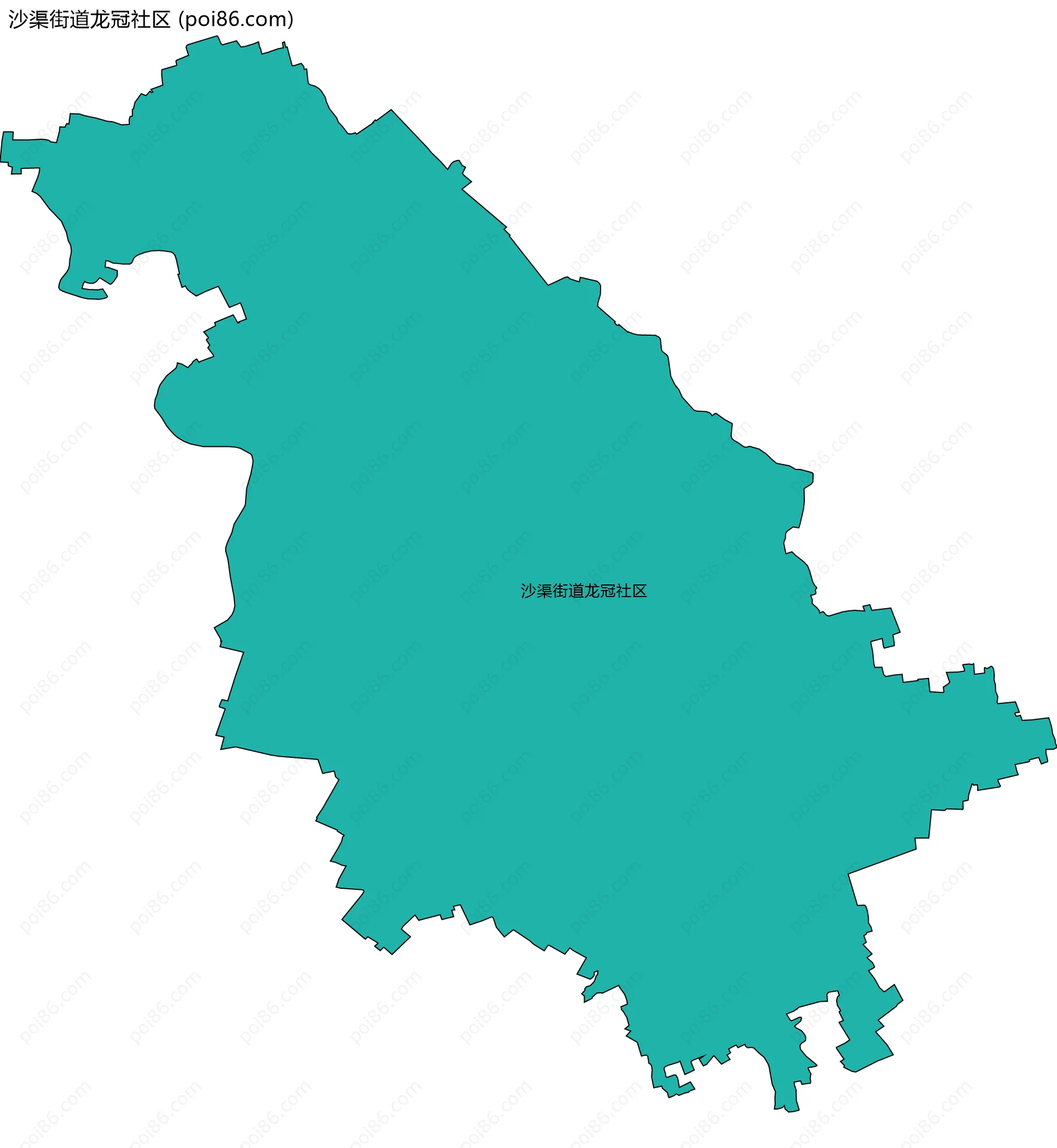 沙渠街道龙冠社区边界地图