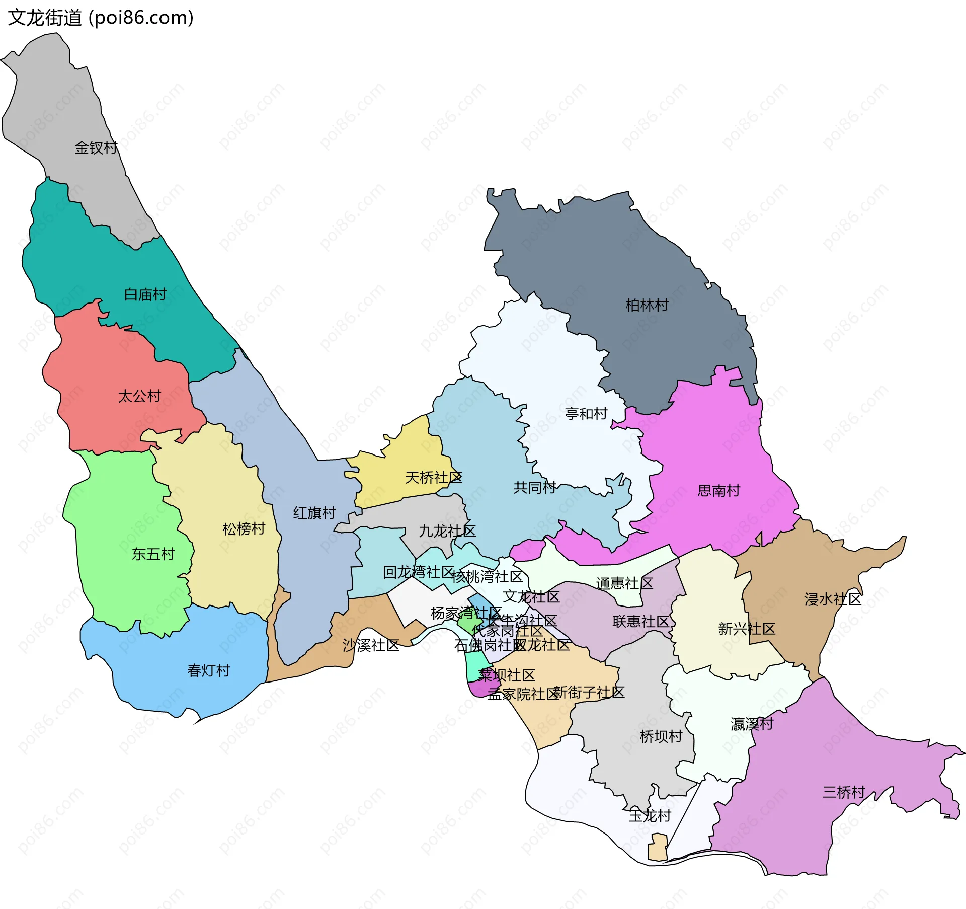 文龙街道边界地图(五级行政区划)