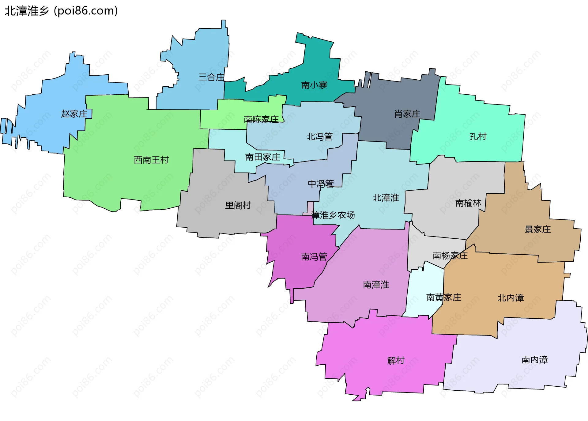 北漳淮乡边界地图(五级行政区划)