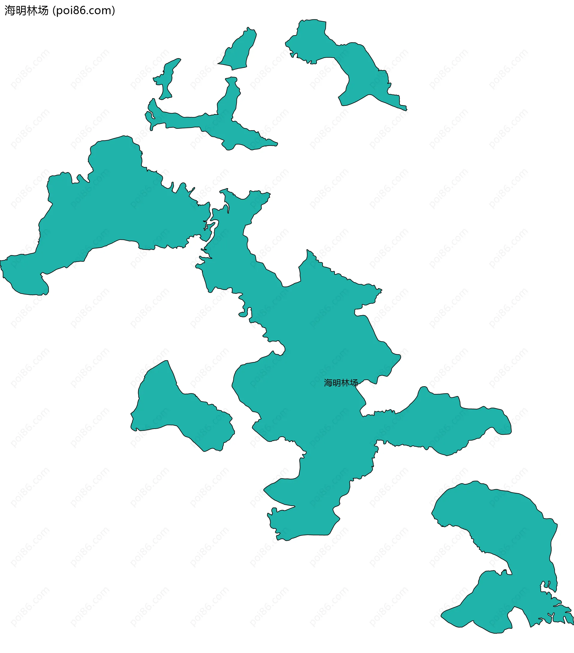 海明林场边界地图(五级行政区划)