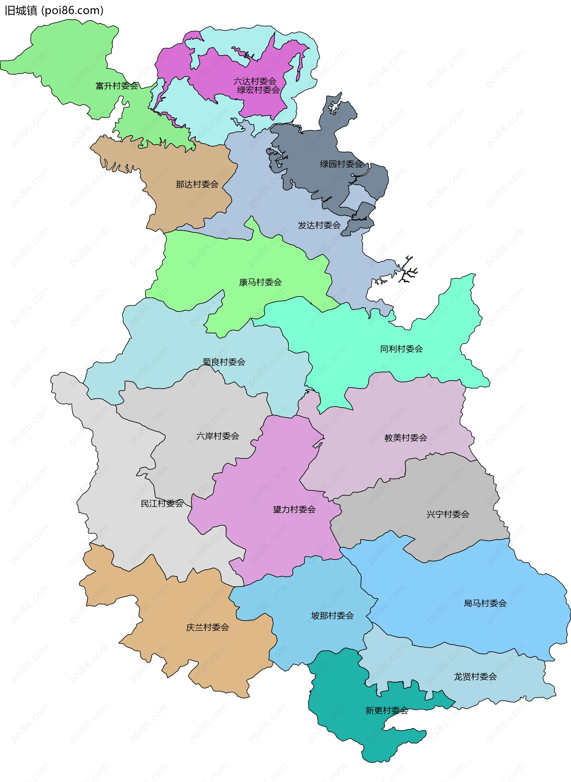 旧城镇边界地图(五级行政区划)
