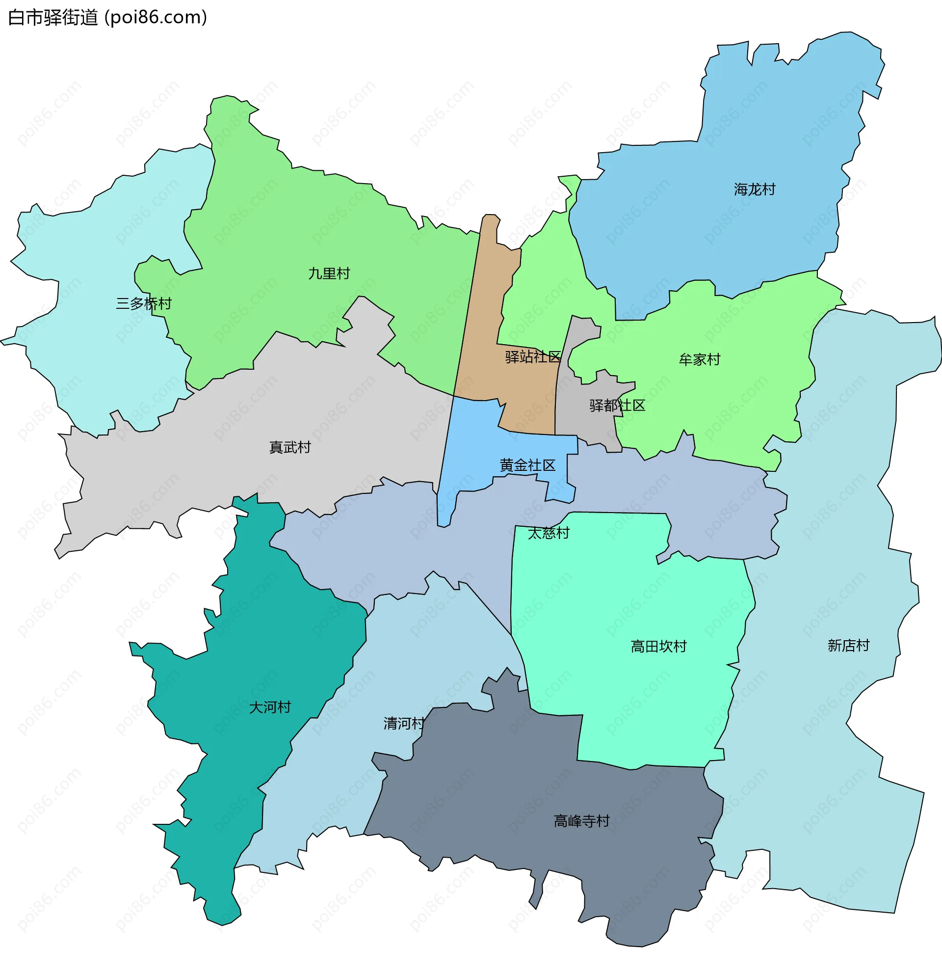 白市驿街道边界地图(五级行政区划)