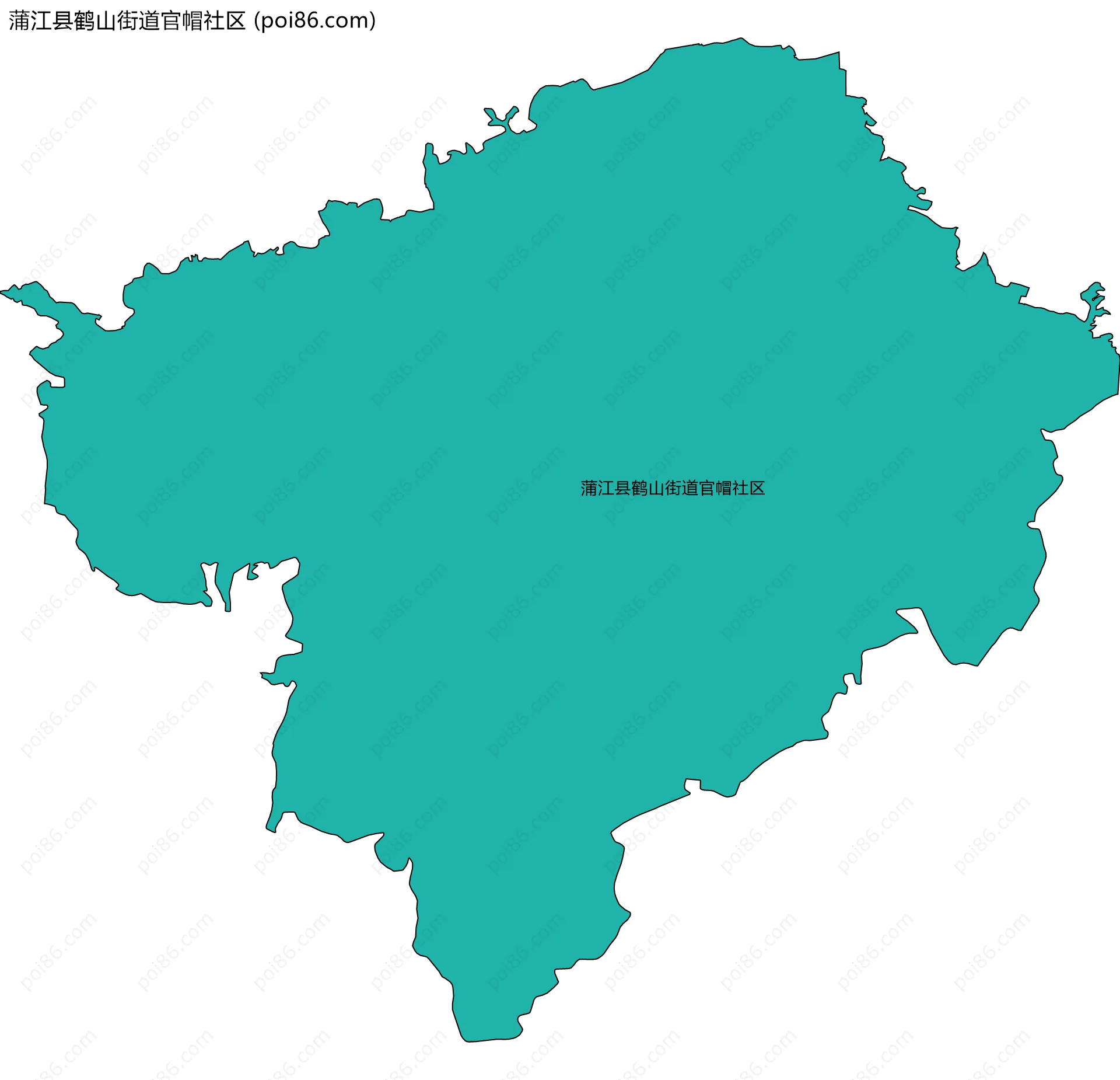 蒲江县鹤山街道官帽社区边界地图